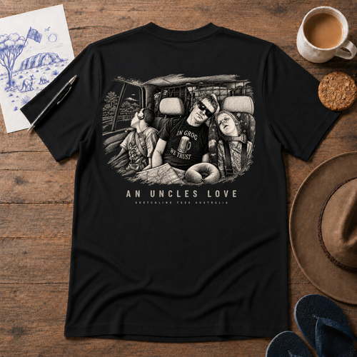An Uncle’s Love – Black Edition ink-sketch T-shirt, product image 1