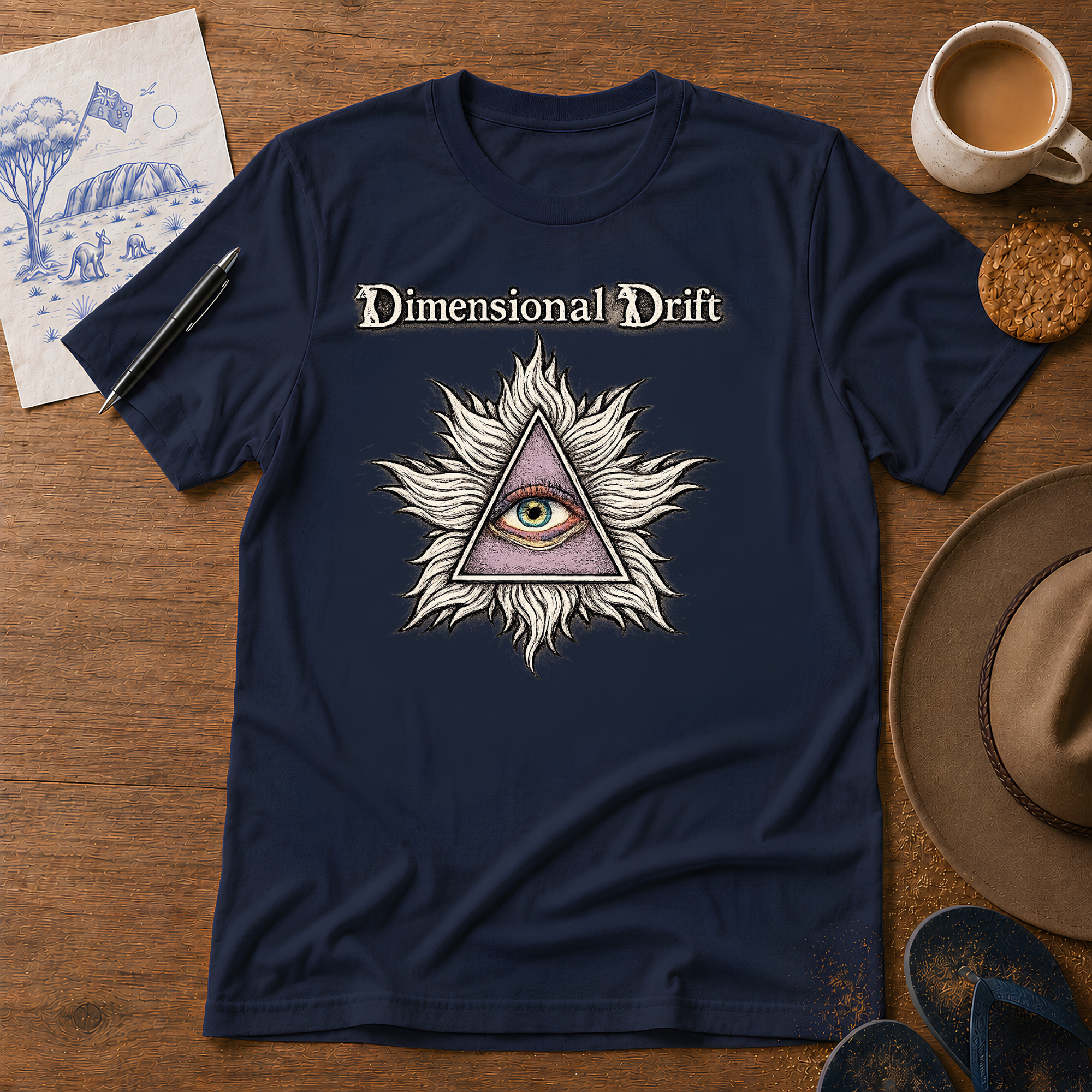 All-Seeing Eye Tee in navy – symbolic graphic T-shirt