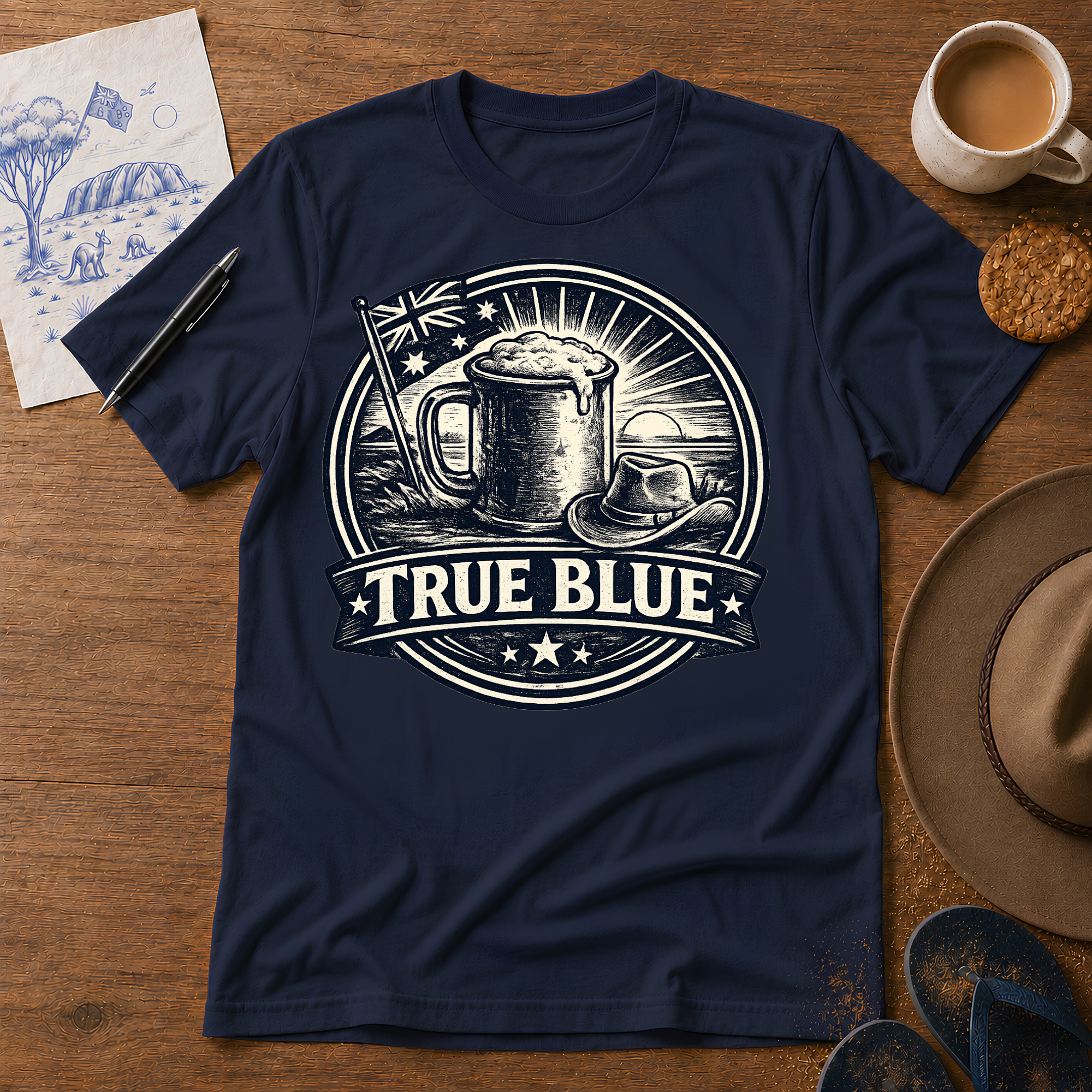 True Blue Australian nostalgia T-shirt by Sketchline Tees
