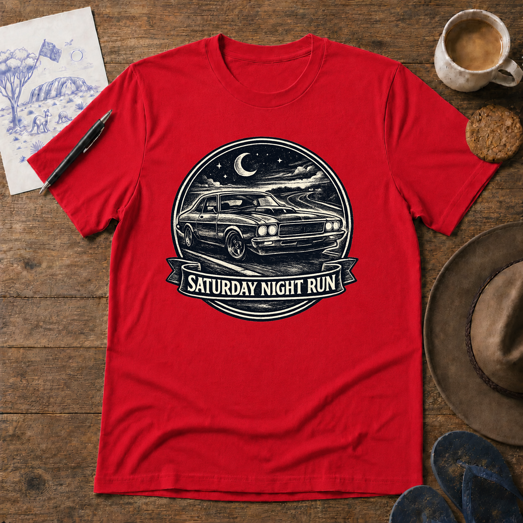 Saturday Night Run Tee by Sketchline Tees - Australian motoring graphic T-shirt