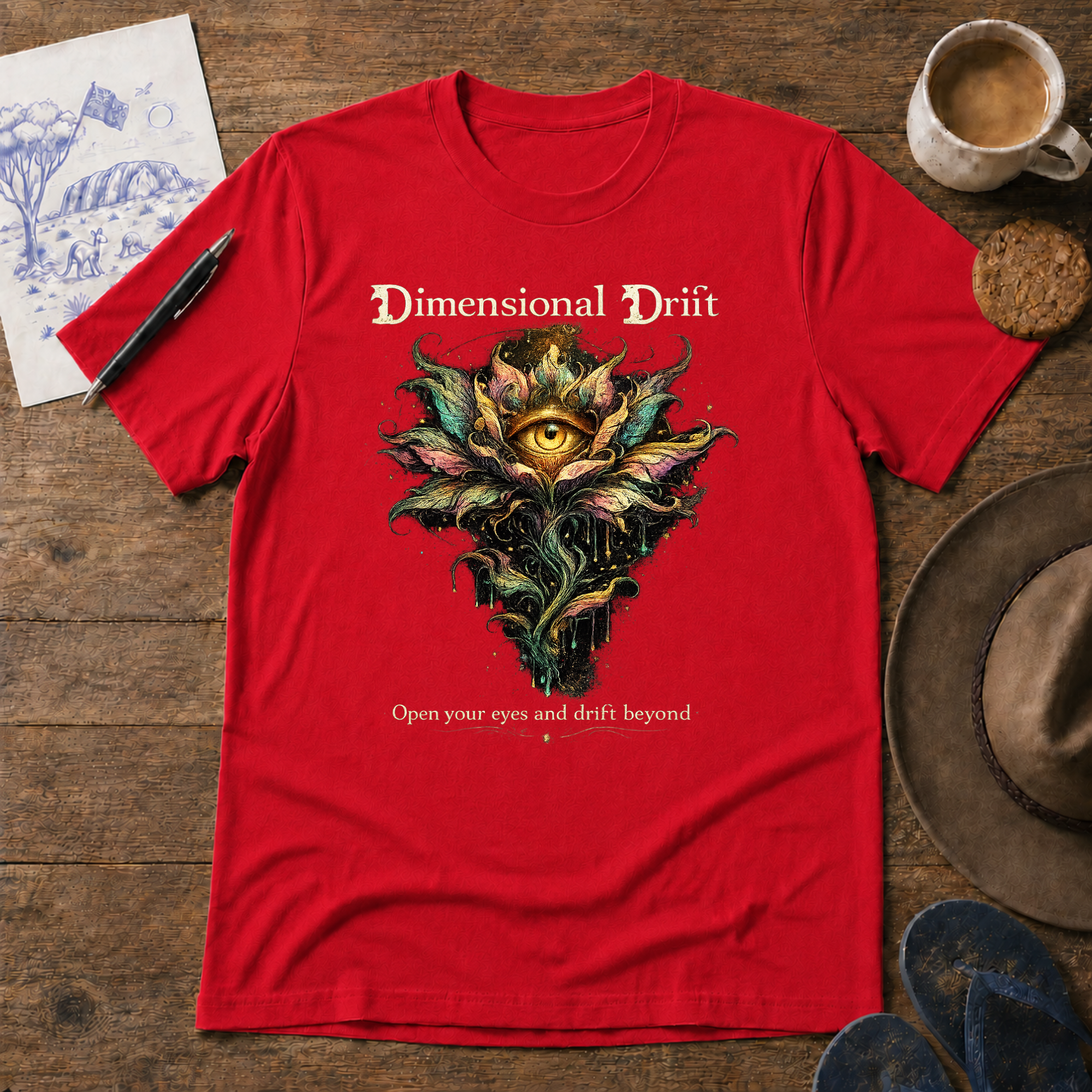 Open Your Eyes Tee in red – alternative graphic T-shirt