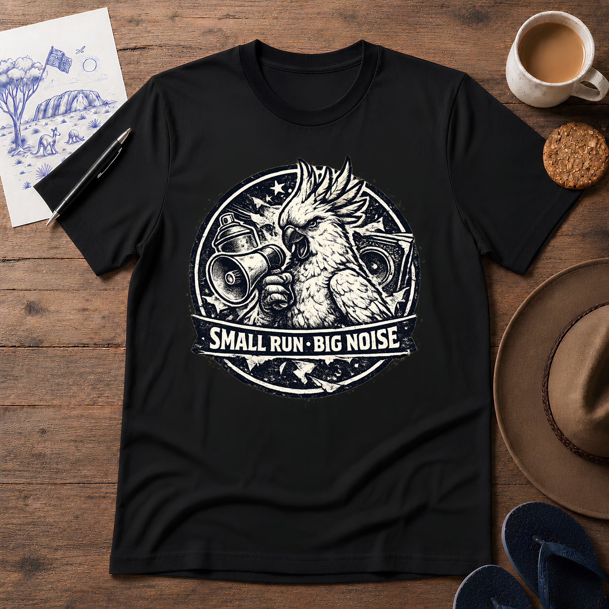 Small Run Big Noise Australian motoring T-shirt by Sketchline Tees