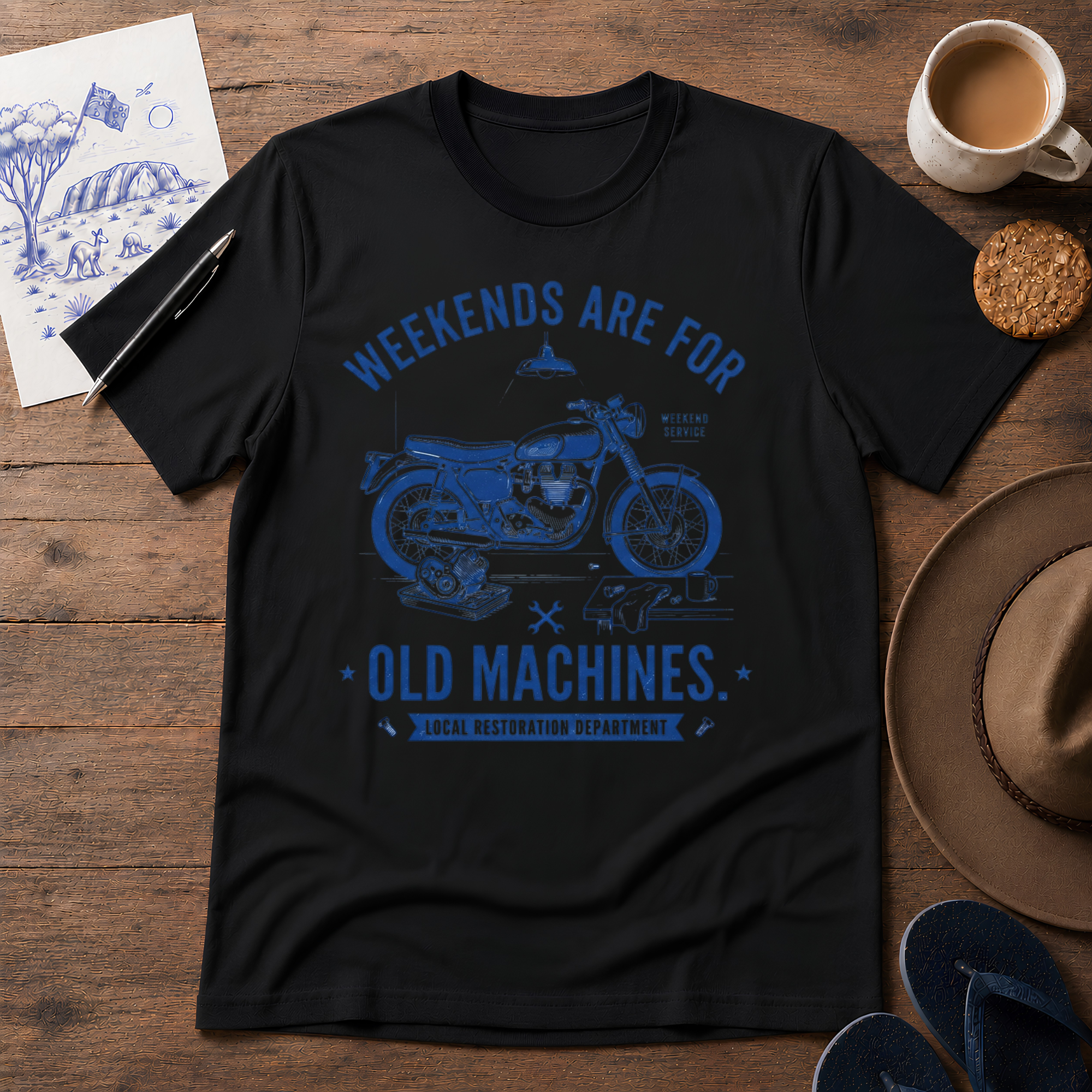 Weekends Are for Old Machines Tee by Sketchline Tees - Australian old machines graphic T-shirt