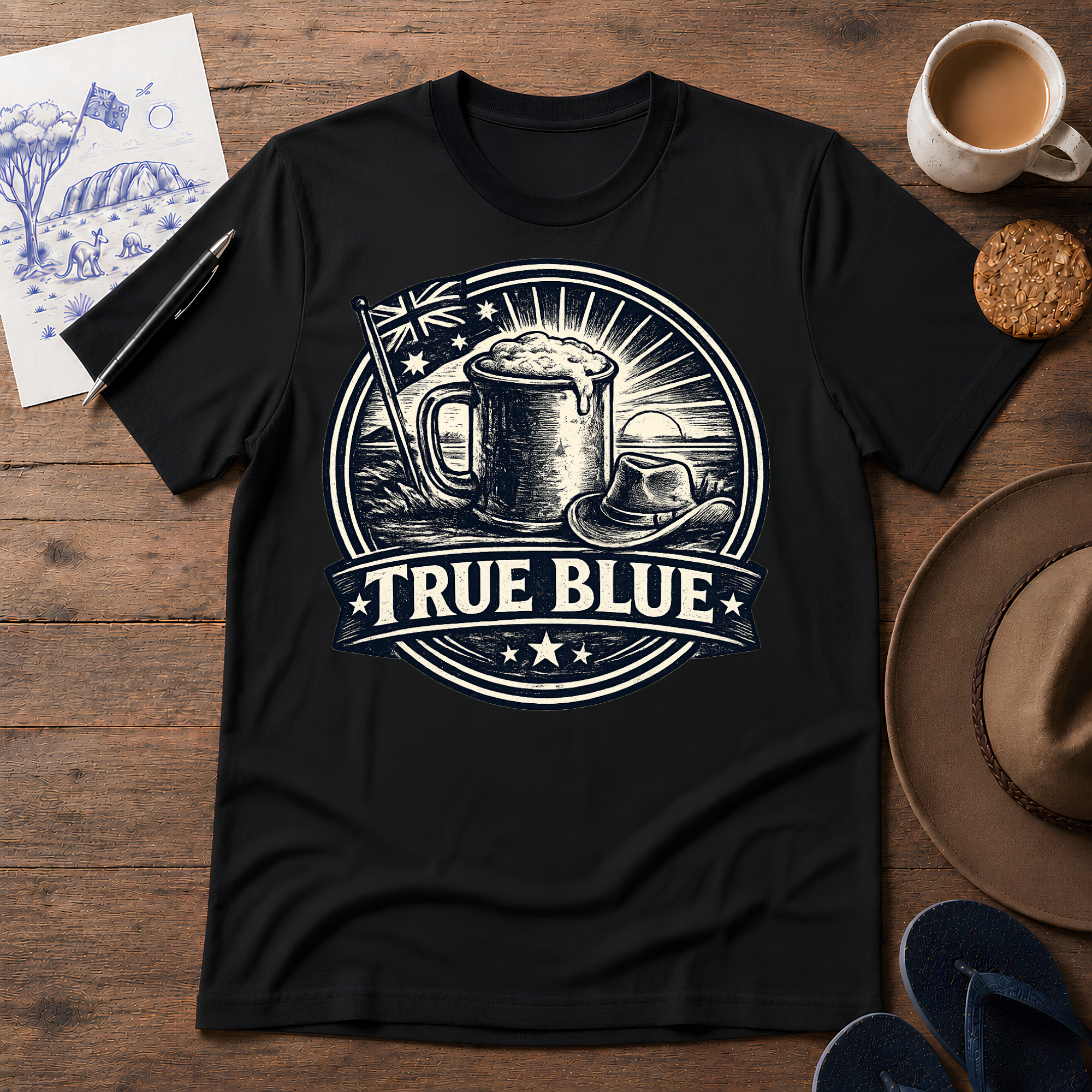True Blue Australian nostalgia T-shirt by Sketchline Tees