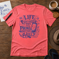 Life Happens When Your Phone Dies Tee ink-sketch T-shirt, in Coral Silk