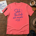 Shh, the Kids Are Awake Tee ink-sketch kids T-shirt, in Coral Silk