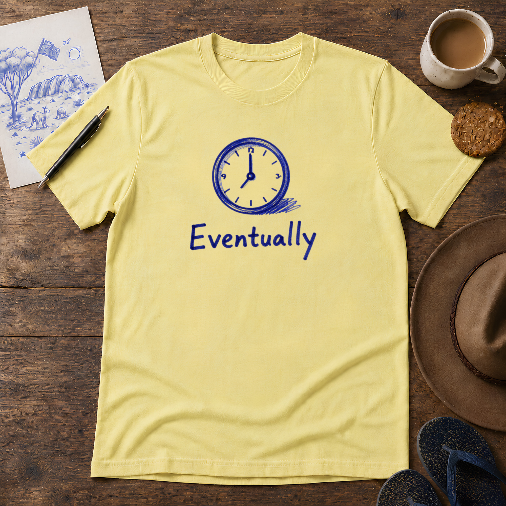 Eventually Tee ink-sketch T-shirt, in Cornsilk