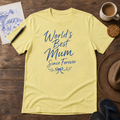 World's Best Mum Tee ink-sketch T-shirt, in Cornsilk