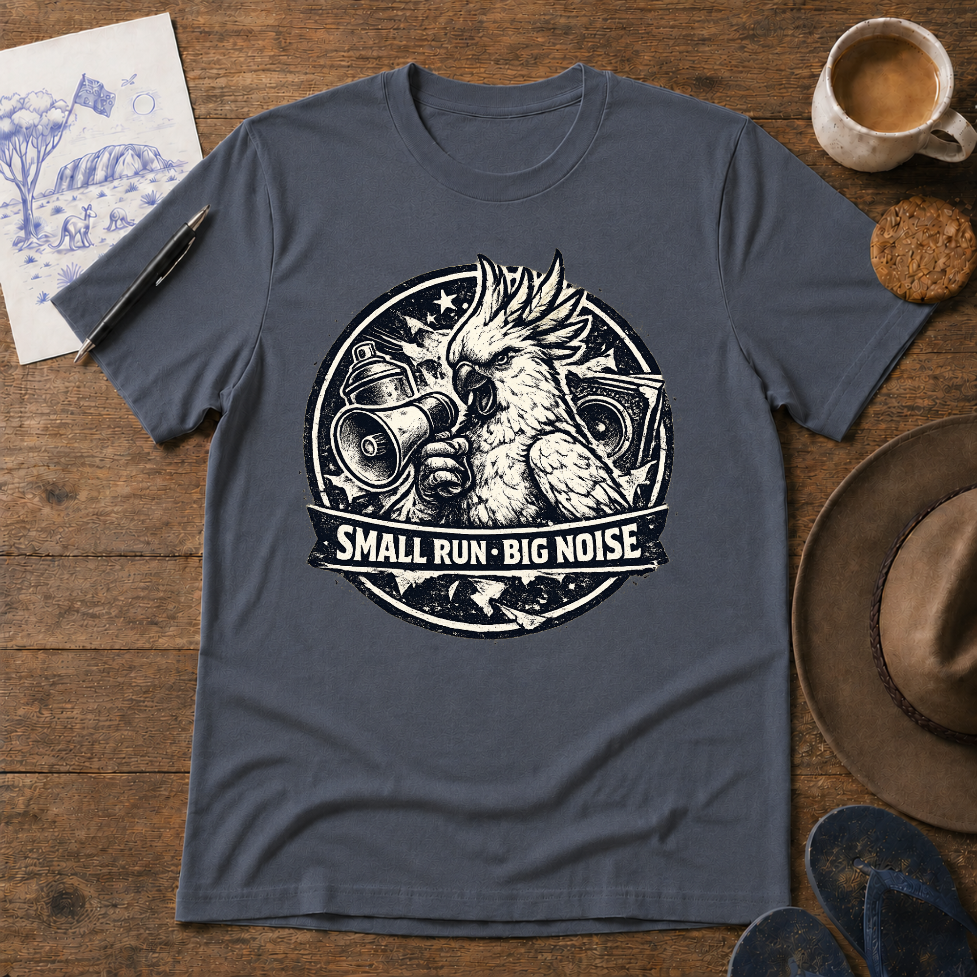 Small Run Big Noise Australian motoring T-shirt by Sketchline Tees