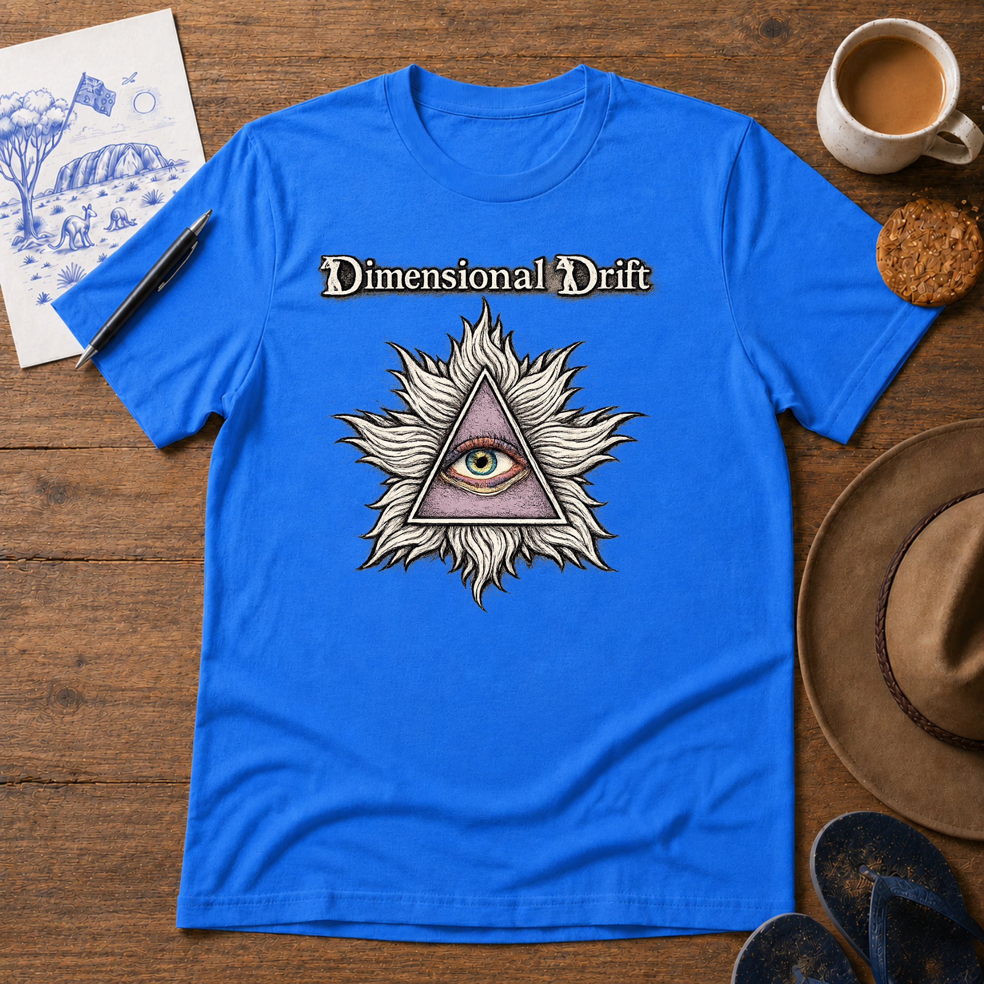 All-Seeing Eye Tee in royal blue – symbolic graphic T-shirt