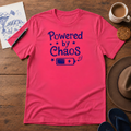 Powered by Chaos Tee ink-sketch T-shirt, in Heliconia