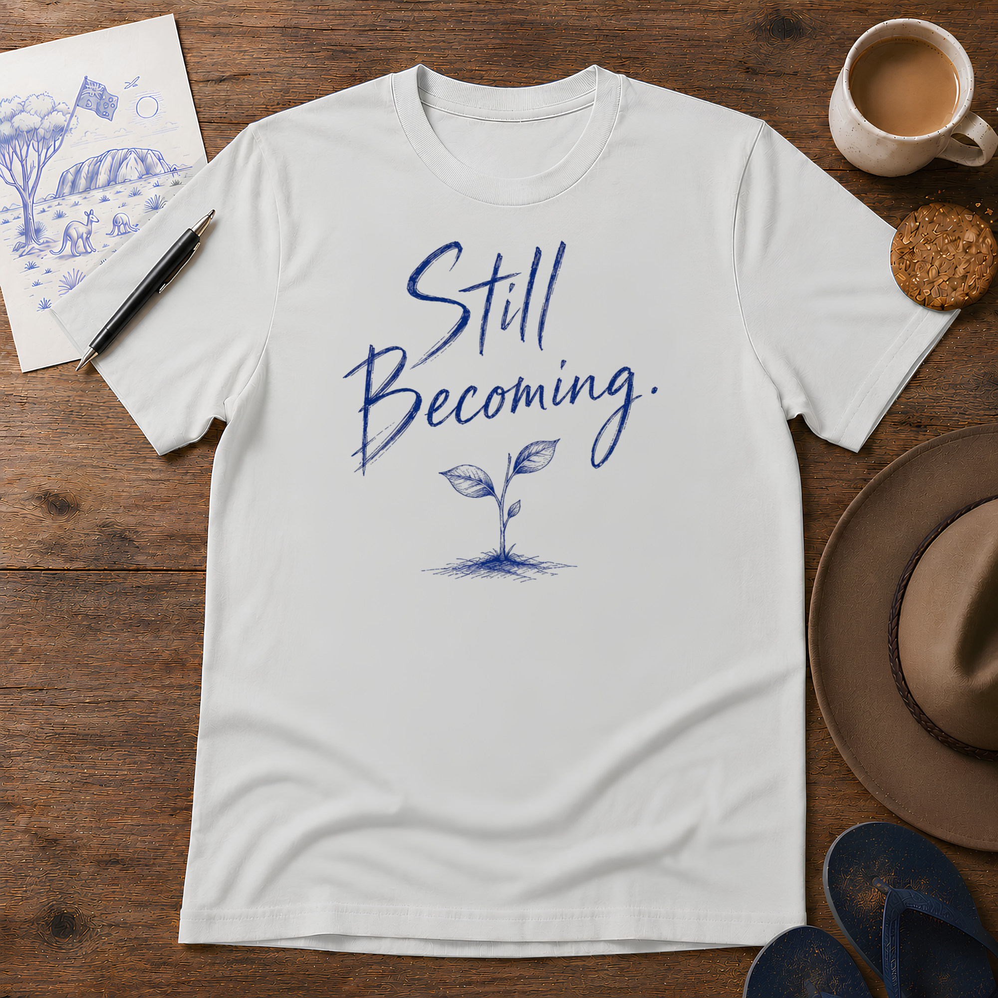 Still Becoming Tee ink-sketch T-shirt, in Ice Grey