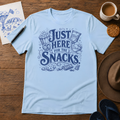 Just Here for the Snacks Tee ink-sketch T-shirt, in Light Blue
