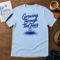 Growing Through the Chaos Tee ink-sketch T-shirt, in Light Blue