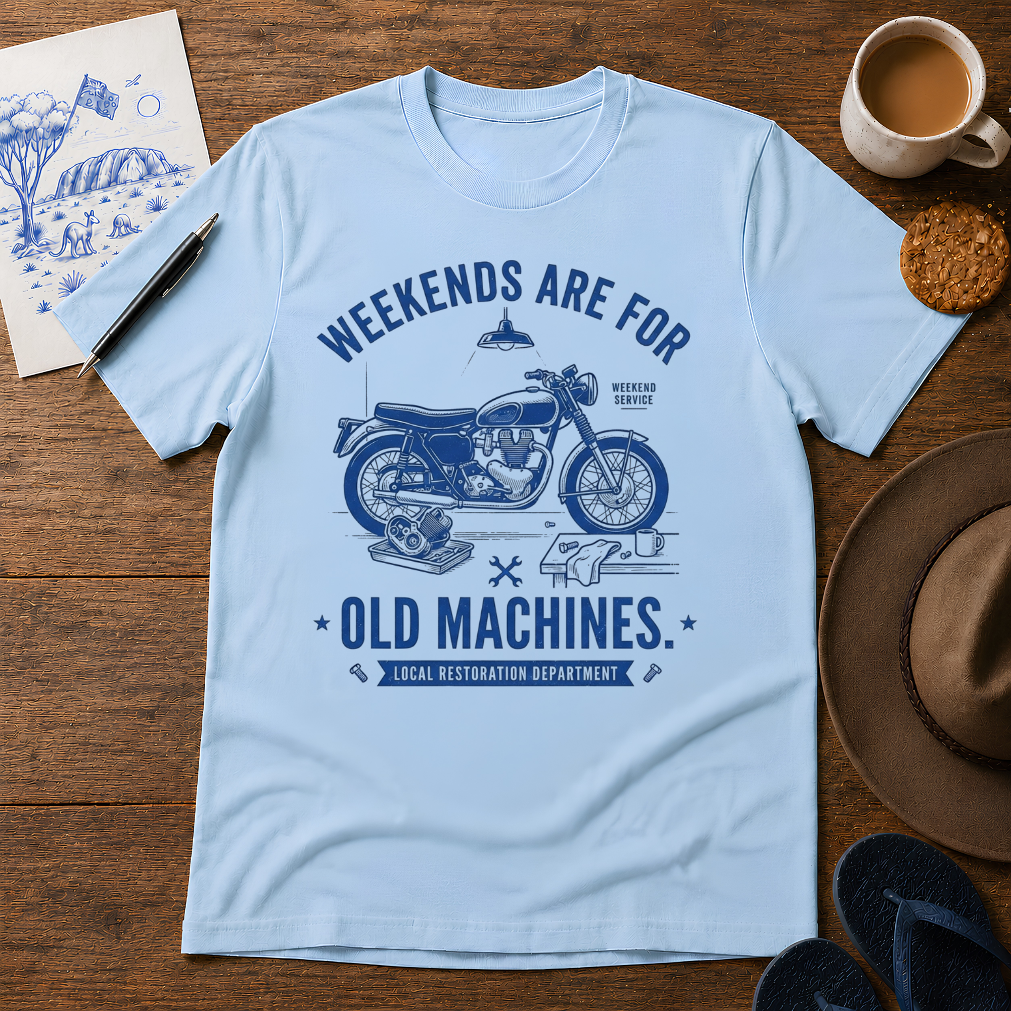 Weekends Are for Old Machines Tee by Sketchline Tees - Australian old machines graphic T-shirt