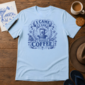 I Came, I Saw, I Needed Coffee Tee ink-sketch T-shirt, in Light Blue