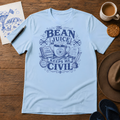 The Bean Juice Keeps Me Civil Tee ink-sketch T-shirt, in Light Blue