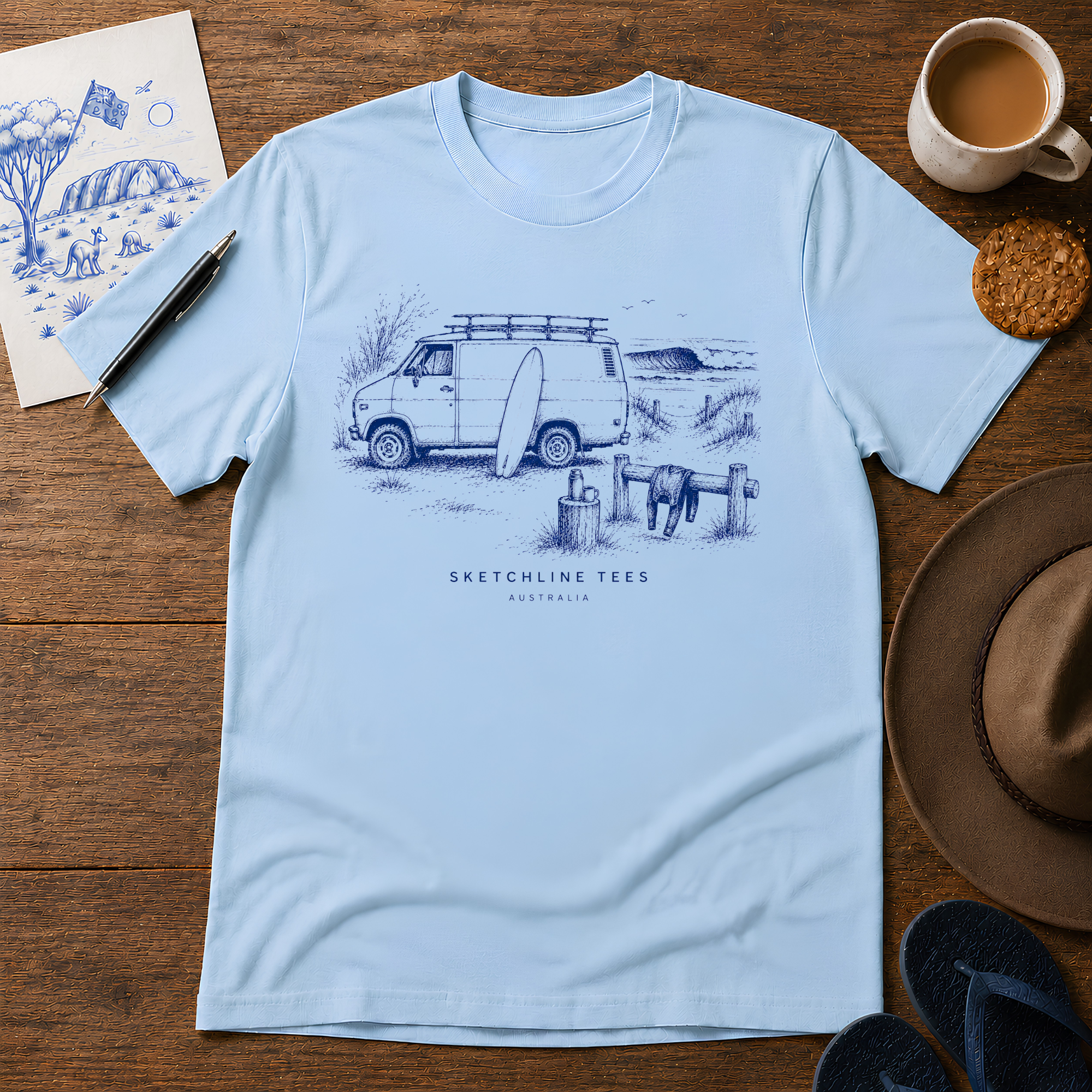 Before the Crowd Tee by Sketchline Tees - Australian surf graphic T-shirt