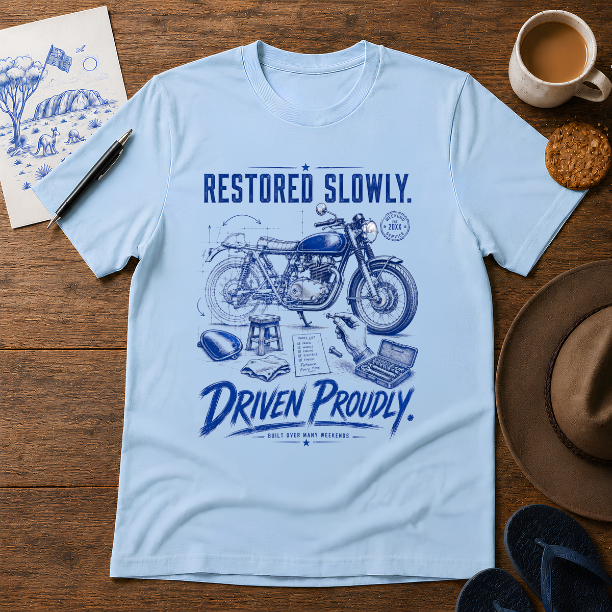 Restored Slowly Motorcycle Tee