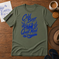 Cold Beer, Quiet Mind Tee ink-sketch T-shirt, in Military Green