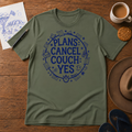 Plans Cancelled, Couch Approved Tee ink-sketch T-shirt, in Military Green