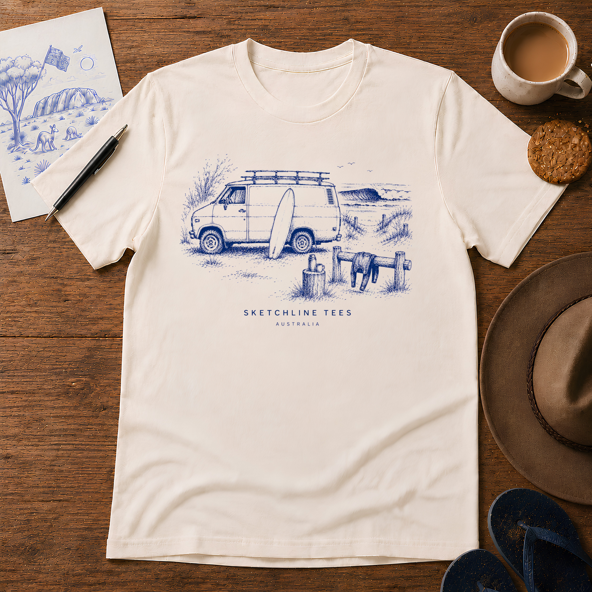 Before the Crowd Tee by Sketchline Tees - Australian surf graphic T-shirt