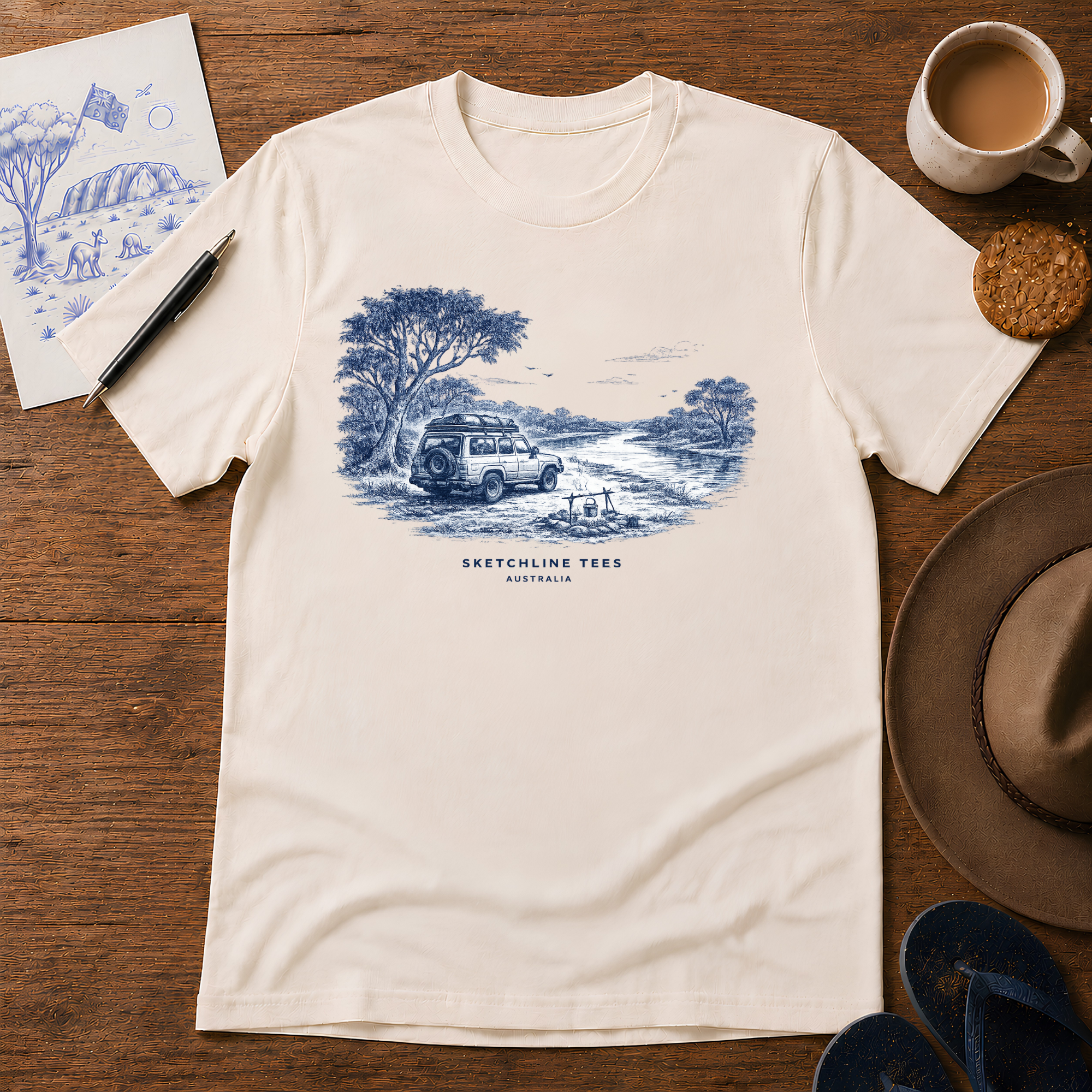 Off the Map Tee by Sketchline Tees - Australian road trip graphic T-shirt