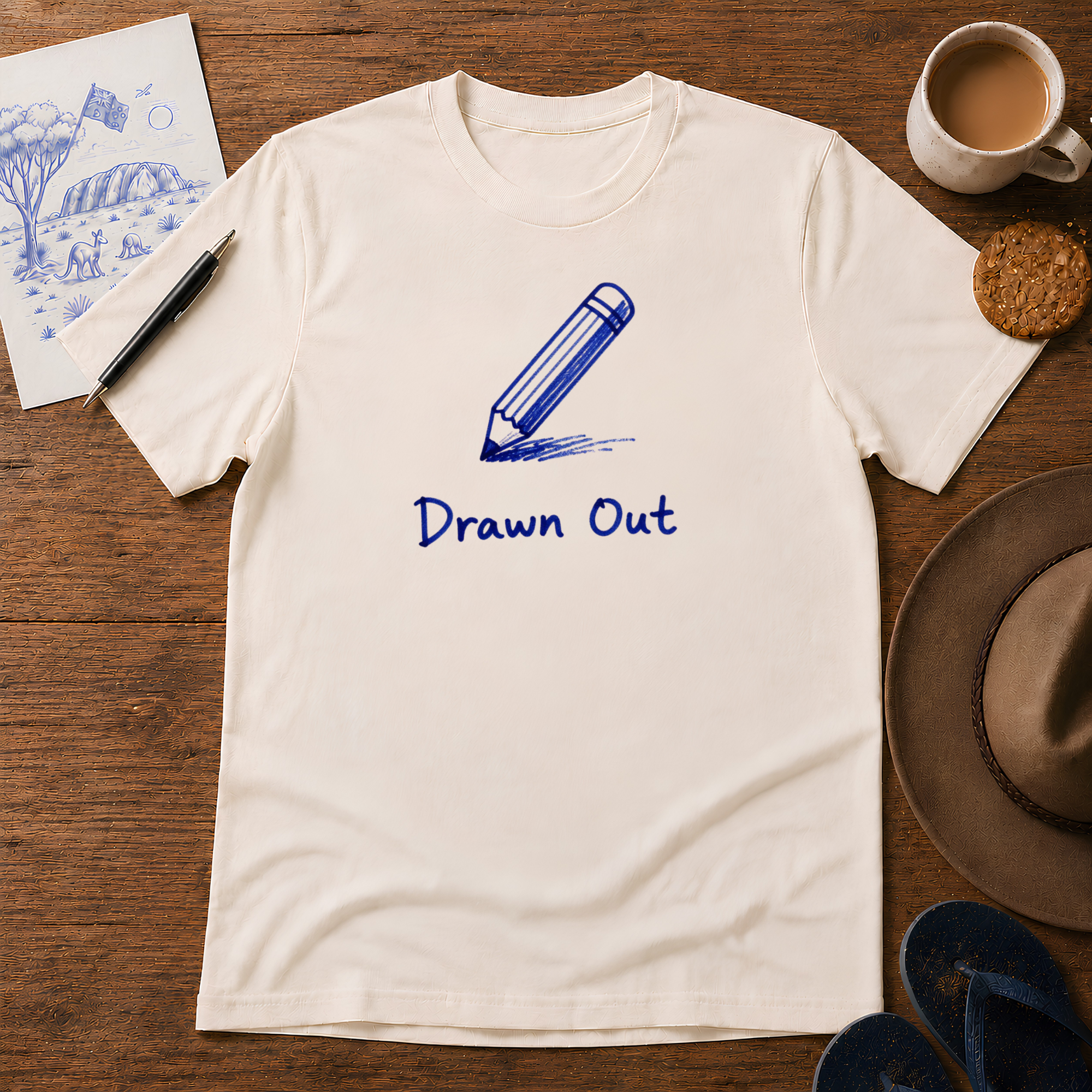 Drawn Out Tee ink-sketch T-shirt, in Natural