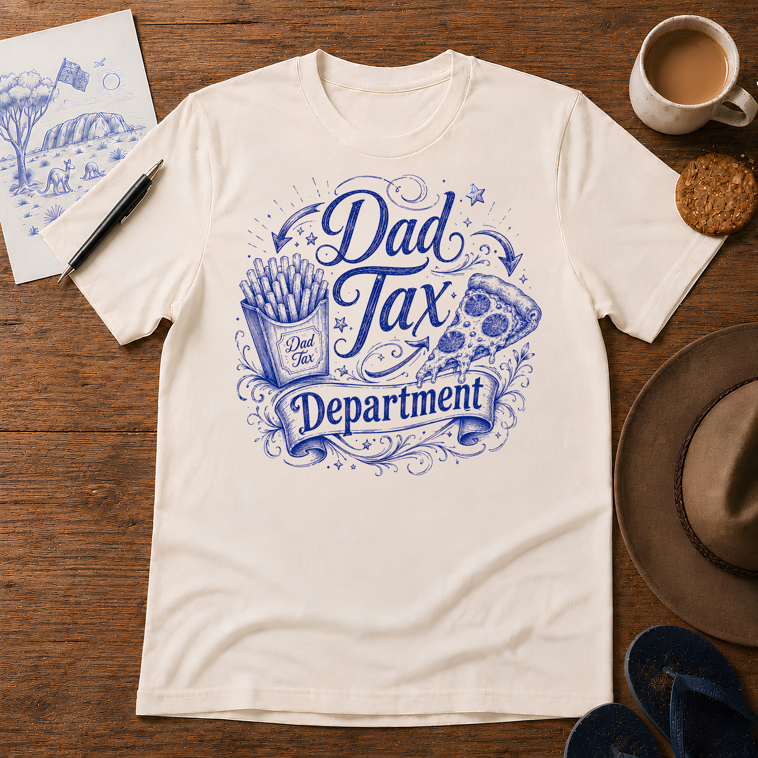 Dad Tax Tee ink-sketch T-shirt, in Natural
