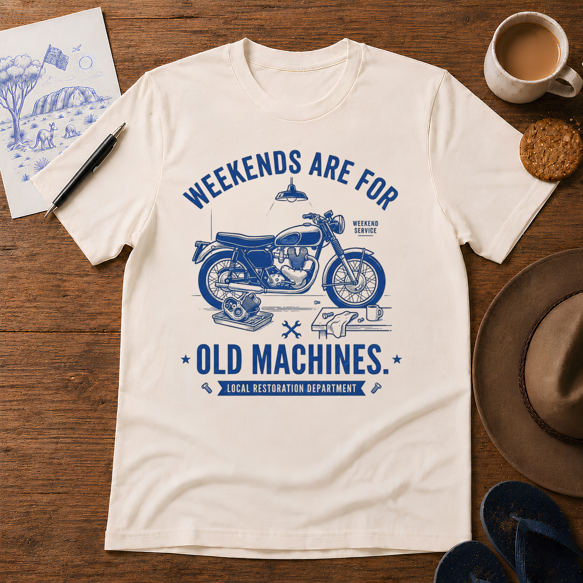 Weekends Are for Old Machines Tee by Sketchline Tees - Australian old machines graphic T-shirt