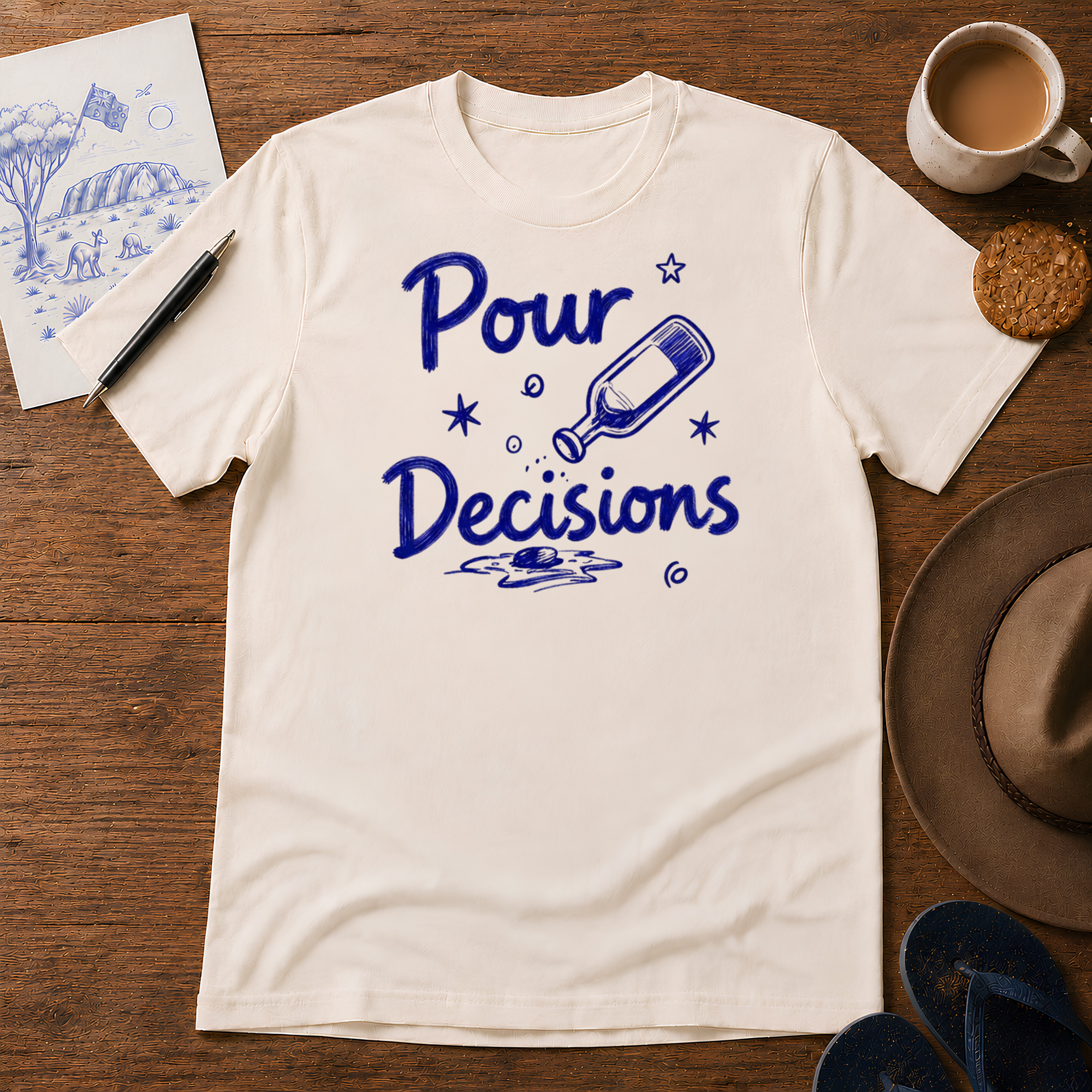 Pour Decisions Tee ink-sketch T-shirt, in Natural