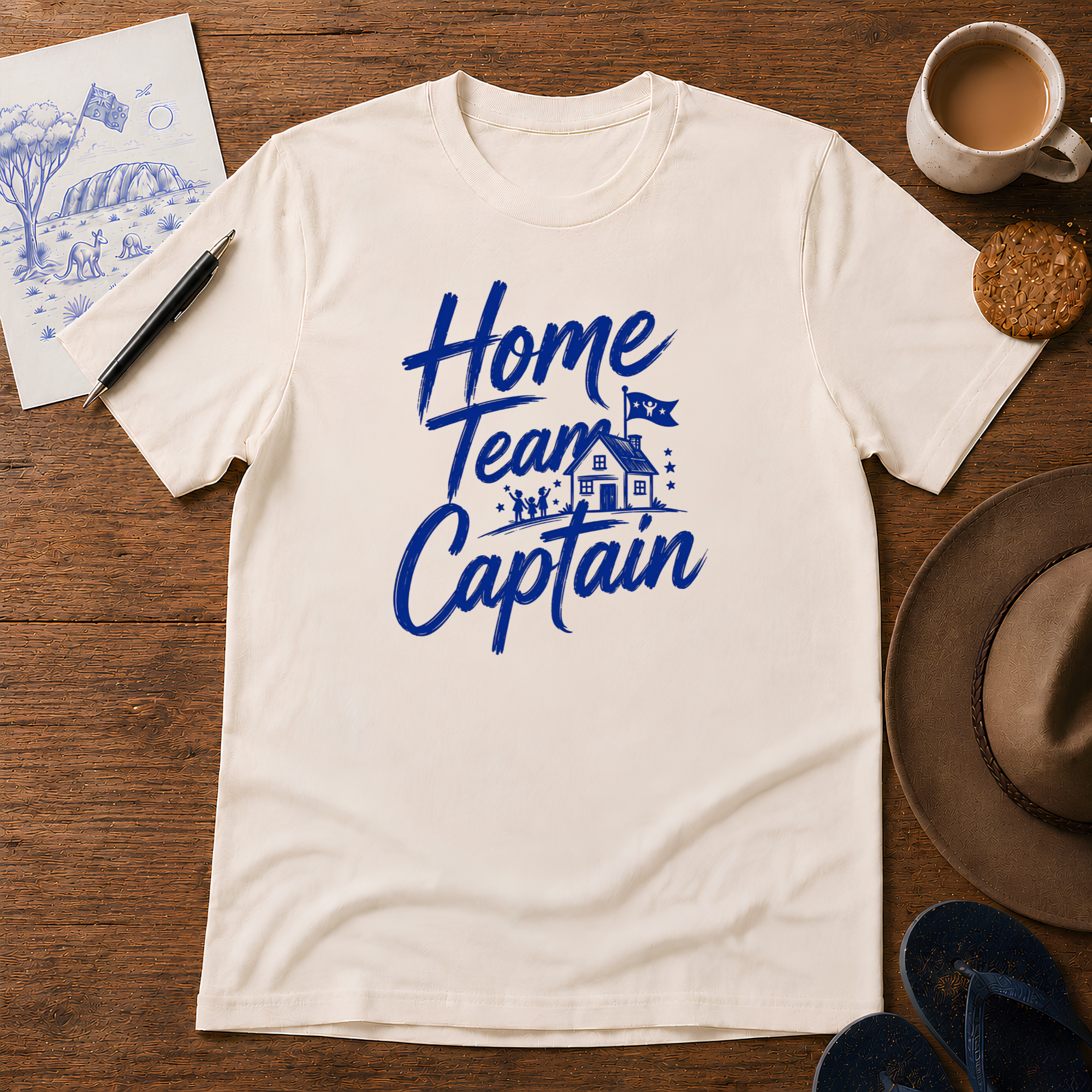 Home Team Captain Tee ink-sketch T-shirt, in Natural