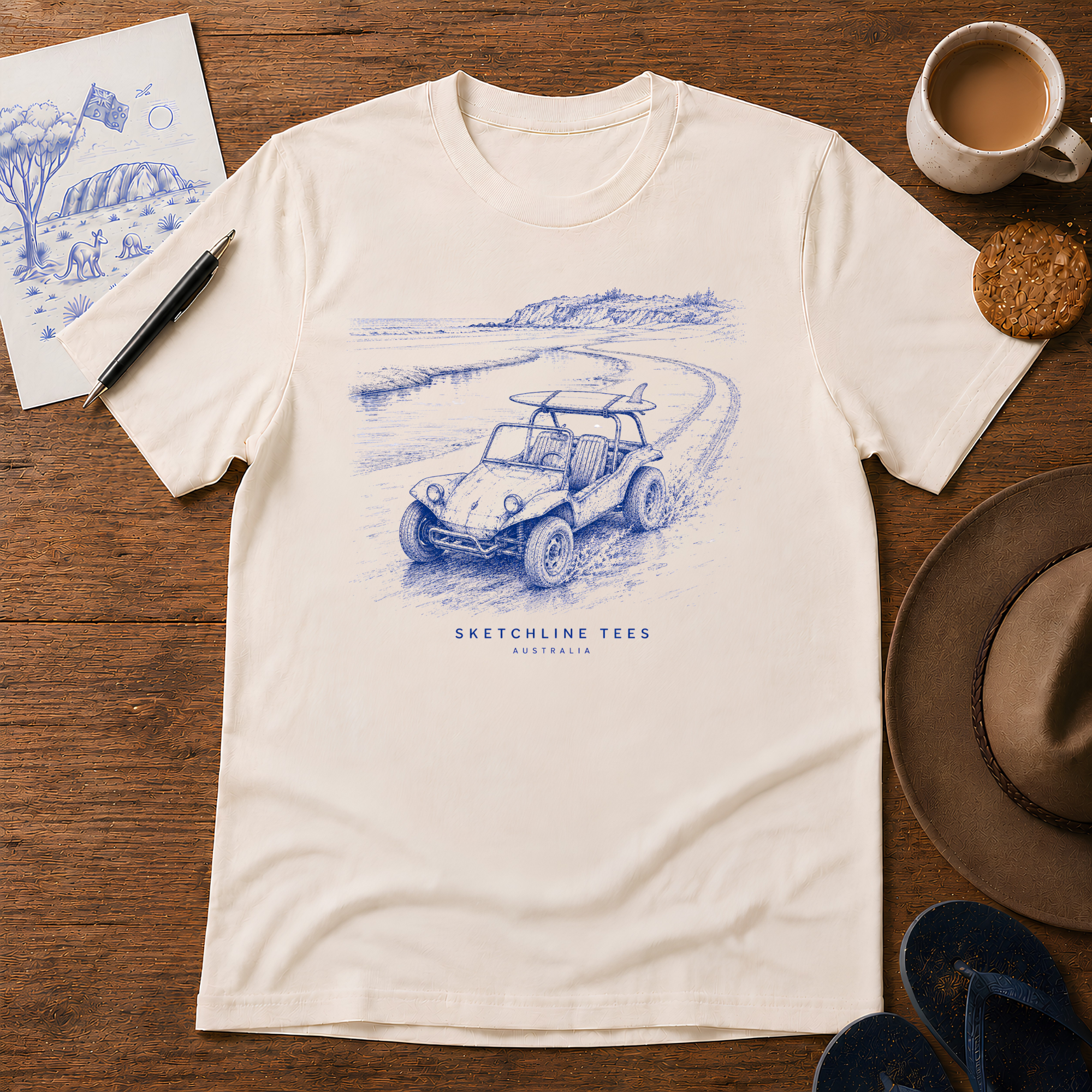 High Tide Exit Tee by Sketchline Tees - Australian surf graphic T-shirt