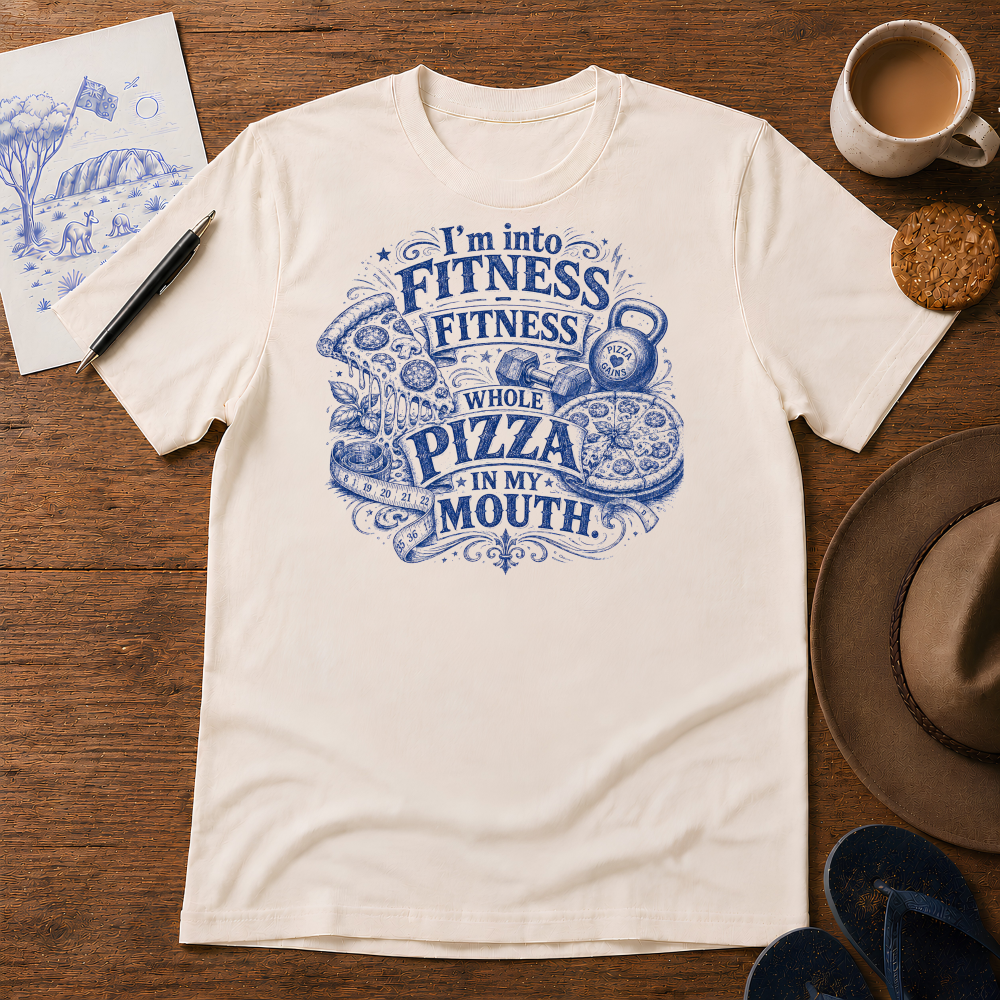 I'm Into Fitness Tee ink-sketch T-shirt, in Natural