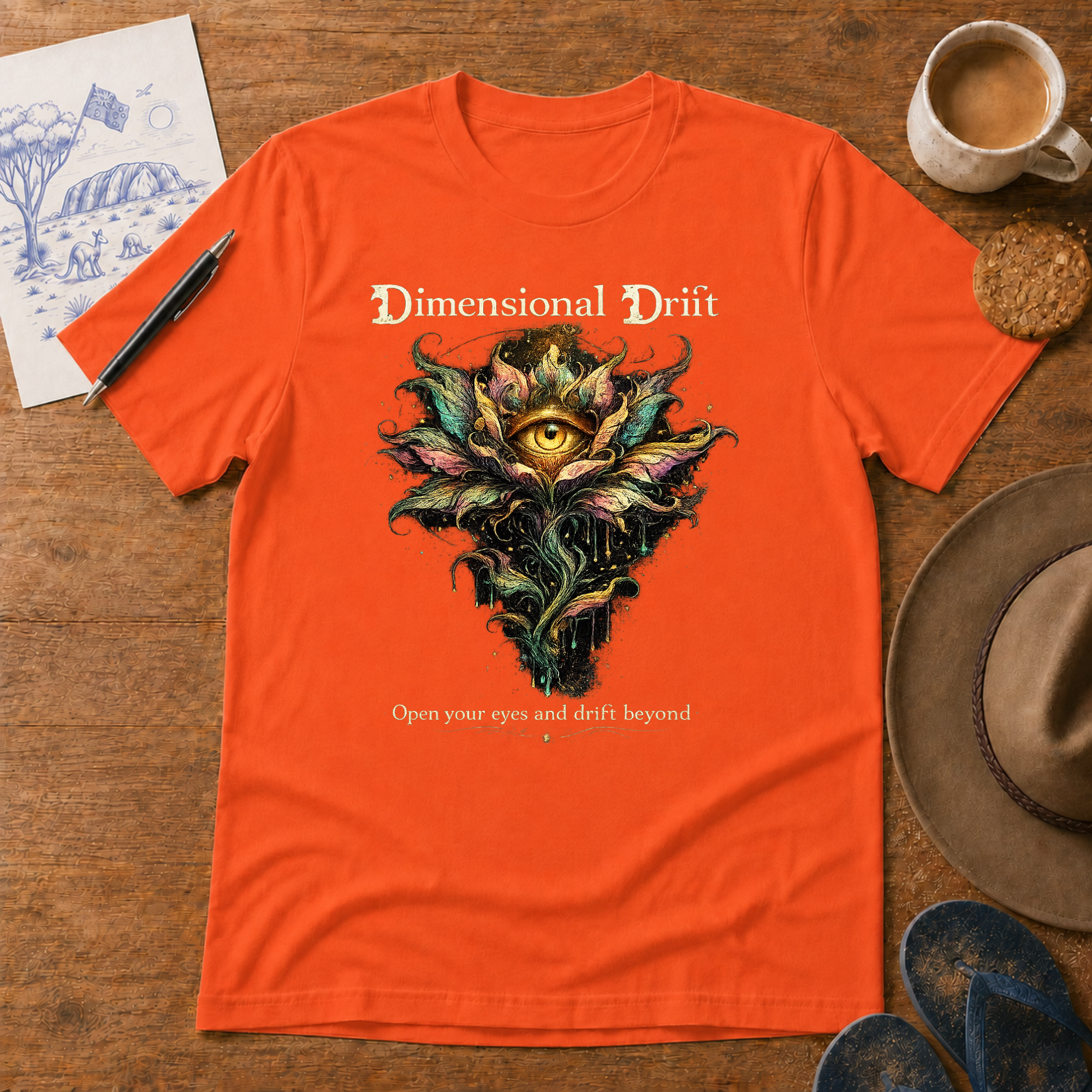 Open Your Eyes Tee in orange – alternative graphic T-shirt