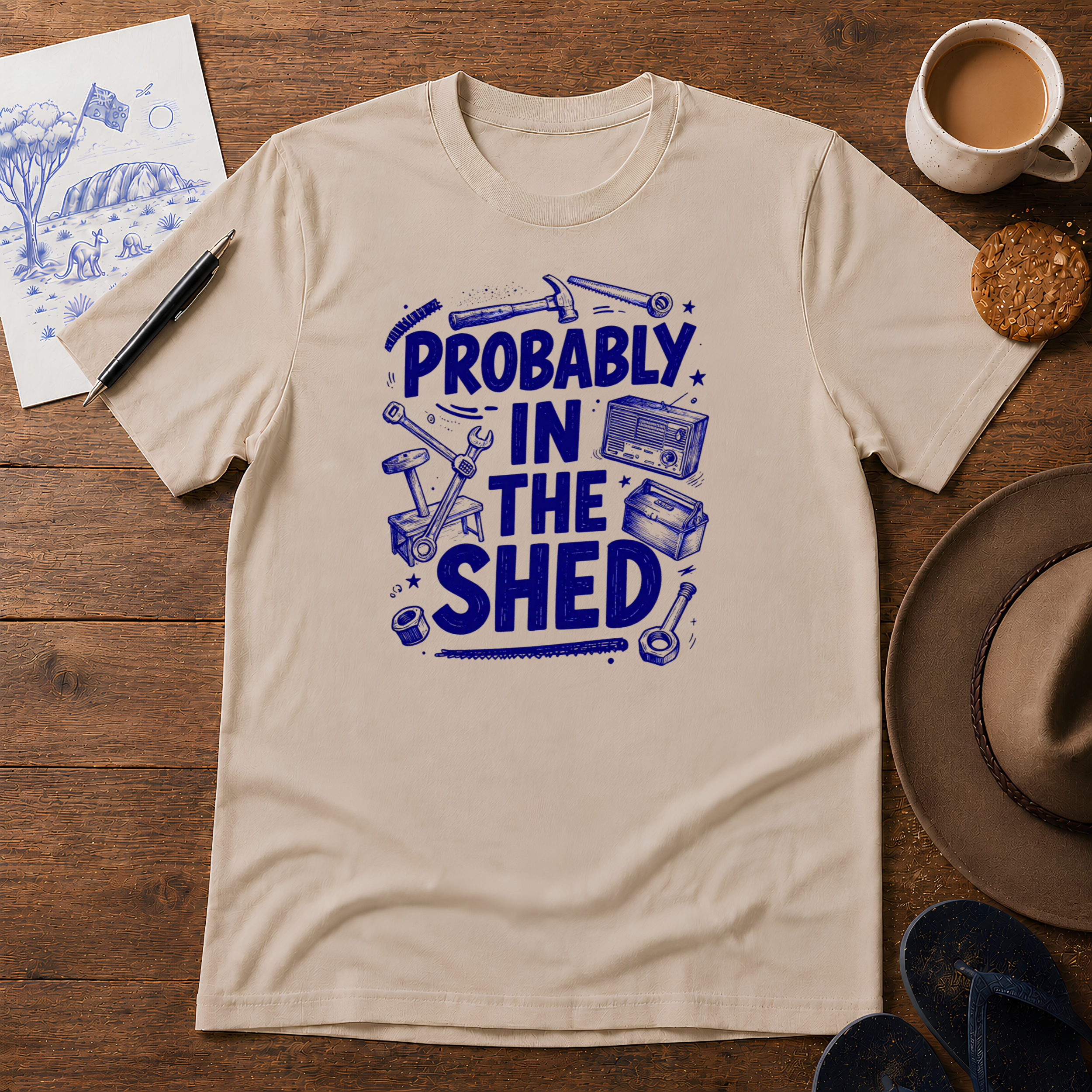 Probably in the Shed Tee ink-sketch T-shirt, product image 3