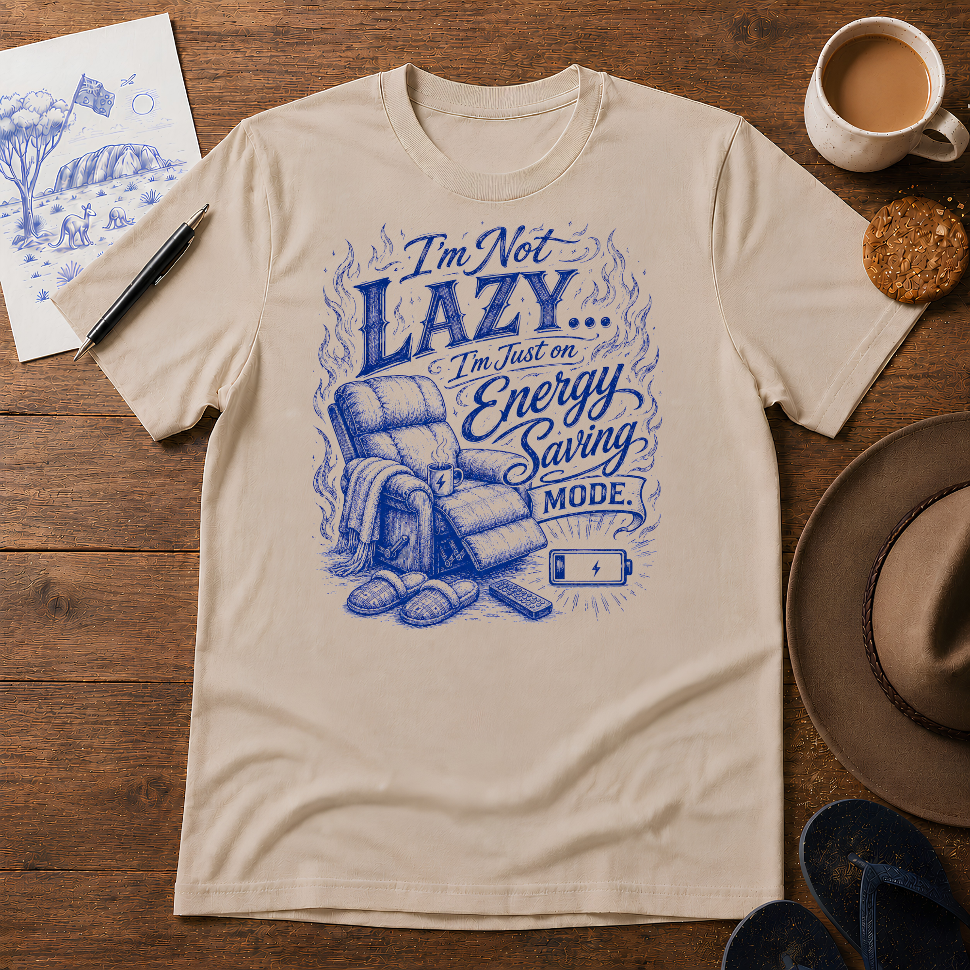 Lazy Energy Tee ink-sketch T-shirt, product image 1