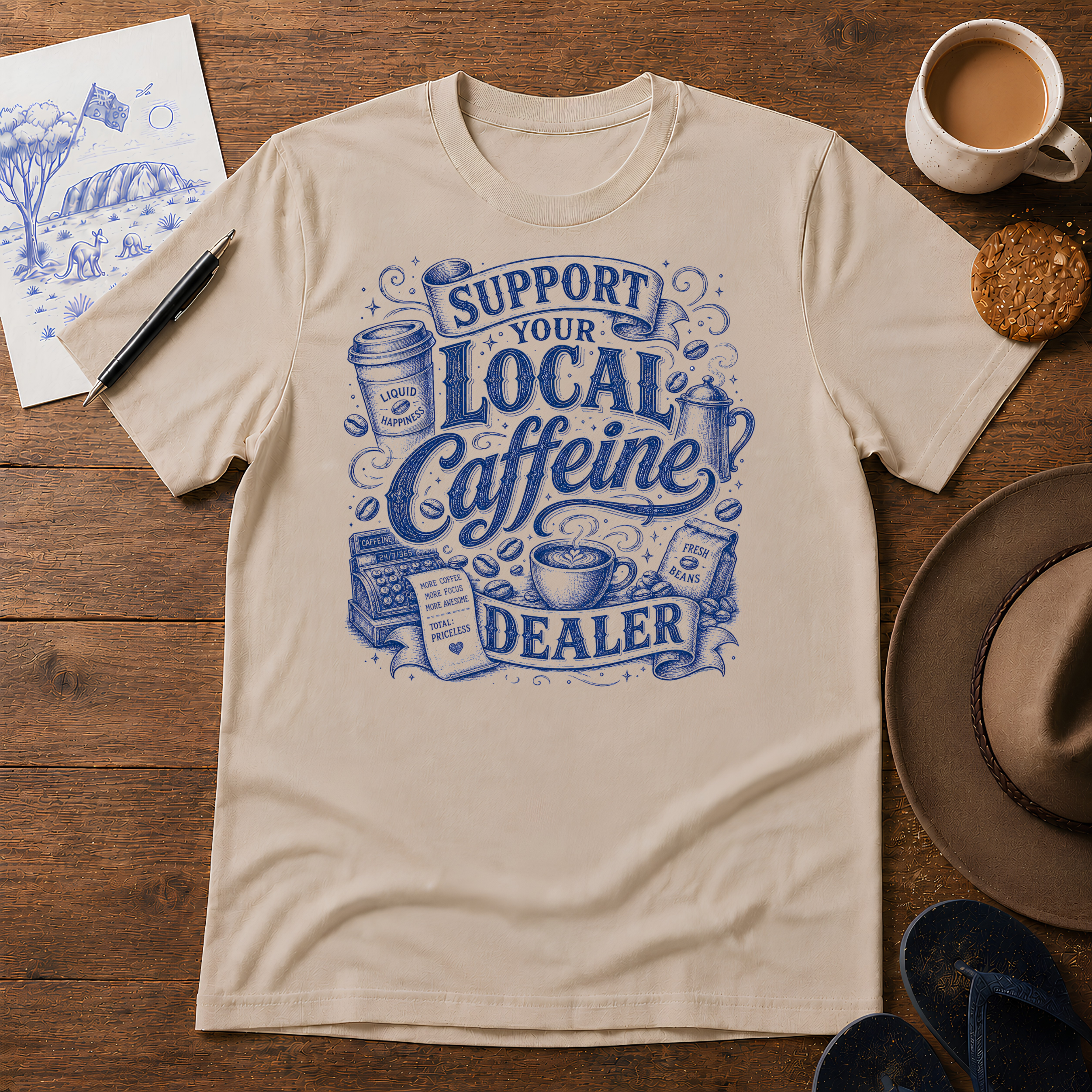 Local Coffee Dealer Tee ink-sketch T-shirt, product image 1