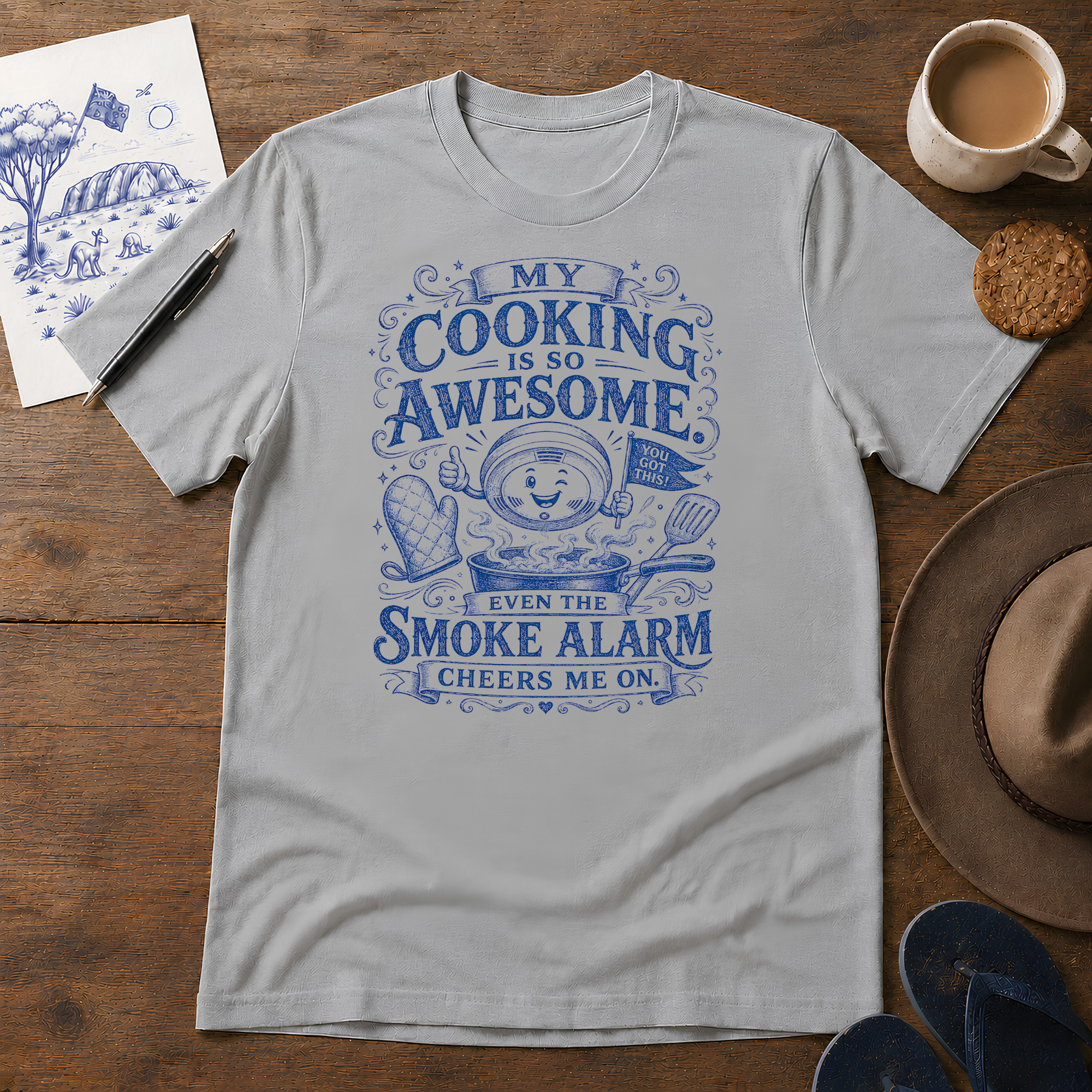 Cooking Is So Awesome Tee ink-sketch T-shirt, in Sport Grey