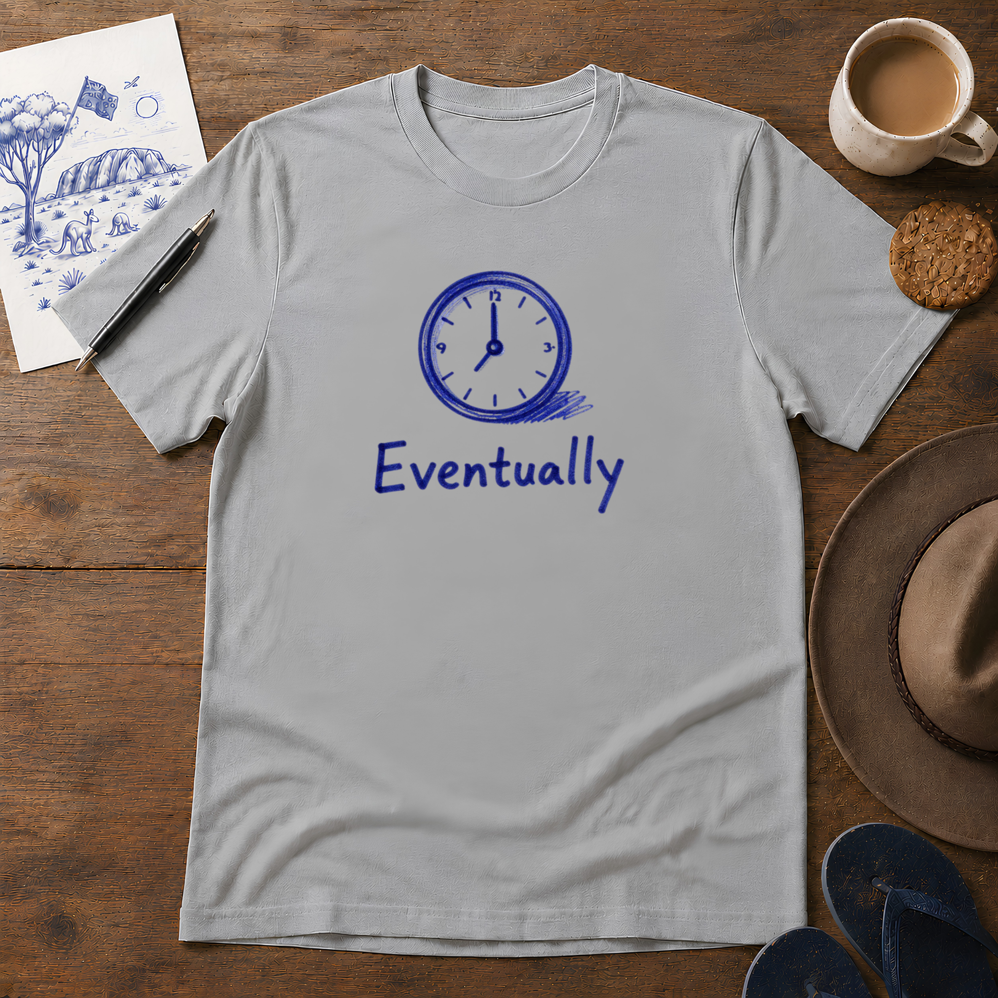 Eventually Tee ink-sketch T-shirt, in Sport Grey