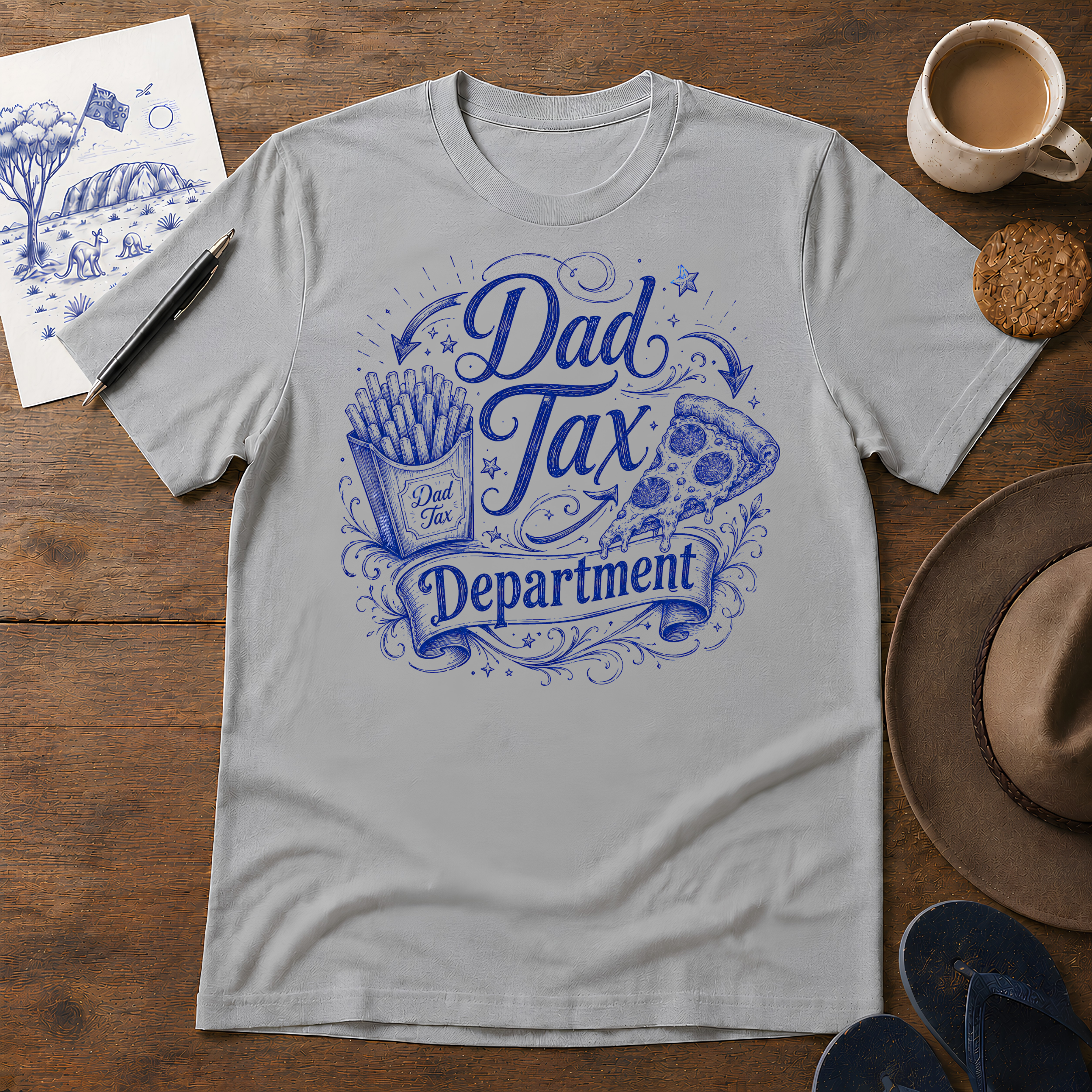 Dad Tax Tee ink-sketch T-shirt, in Sport Grey