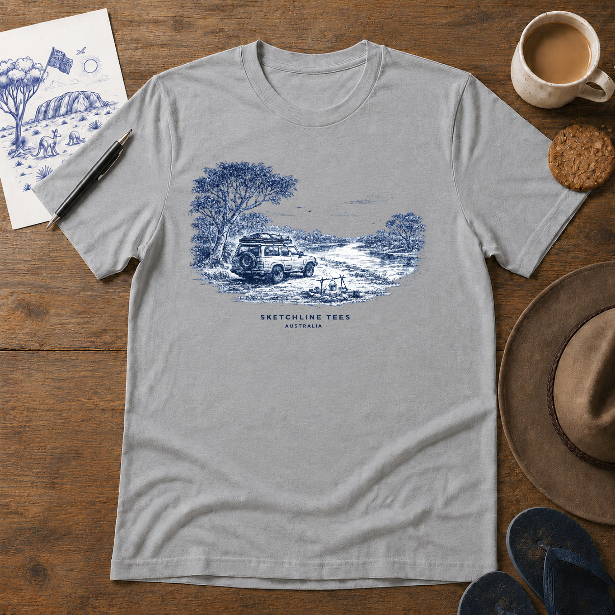 Off the Map Tee by Sketchline Tees - Australian road trip graphic T-shirt