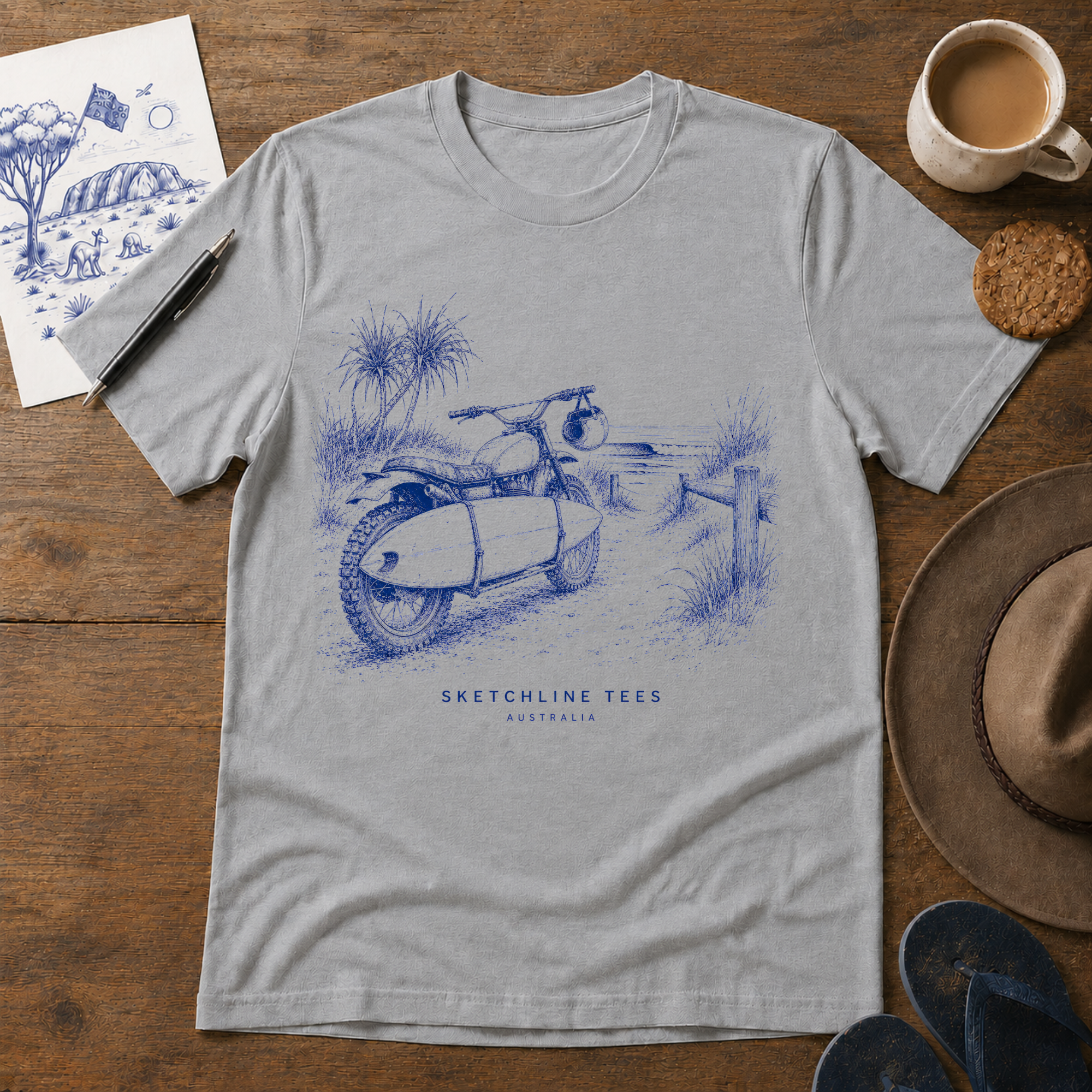 Tracks to Salt Tee in Sport Grey
