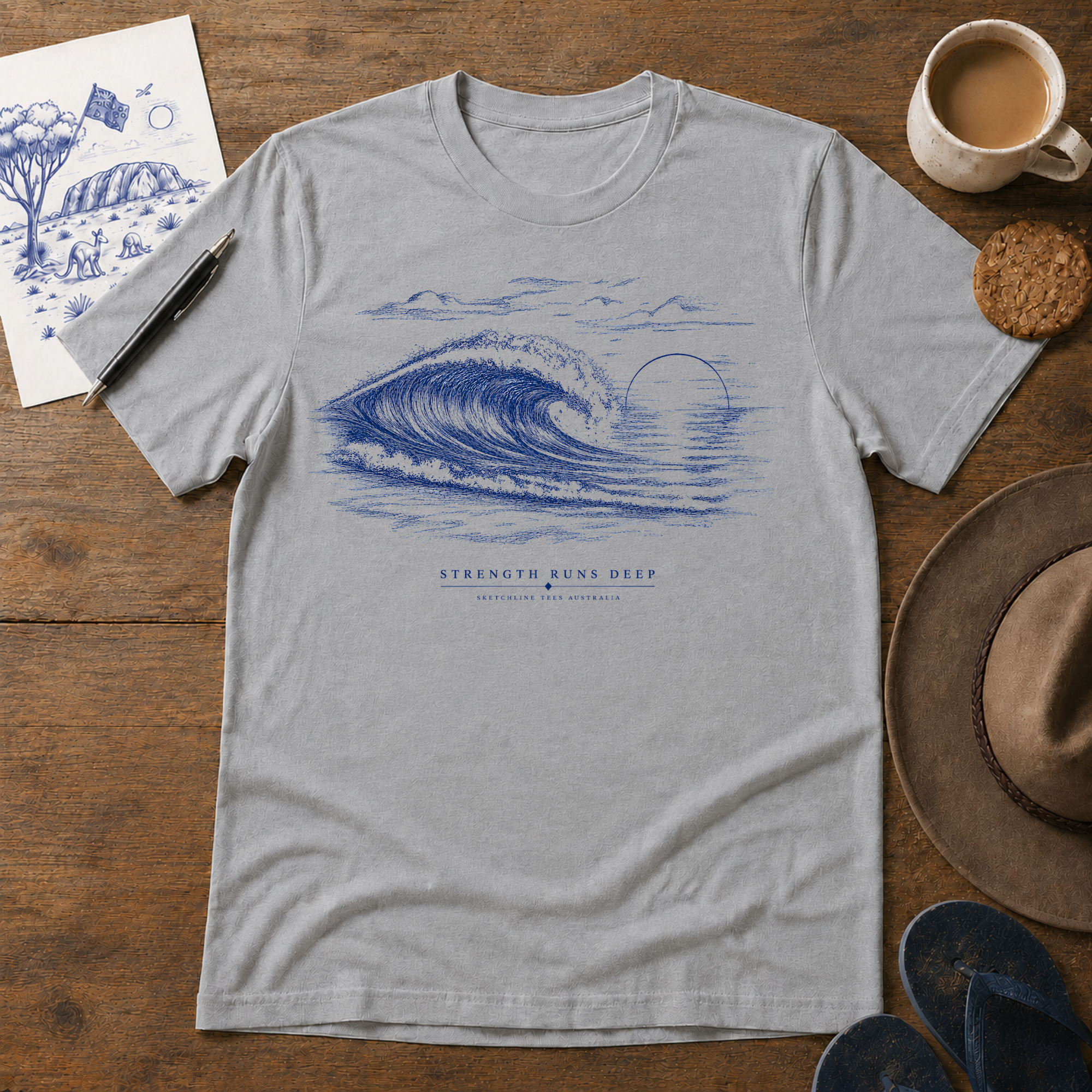 Strength Runs Deep Tee in Sport Grey by Sketchline Tees