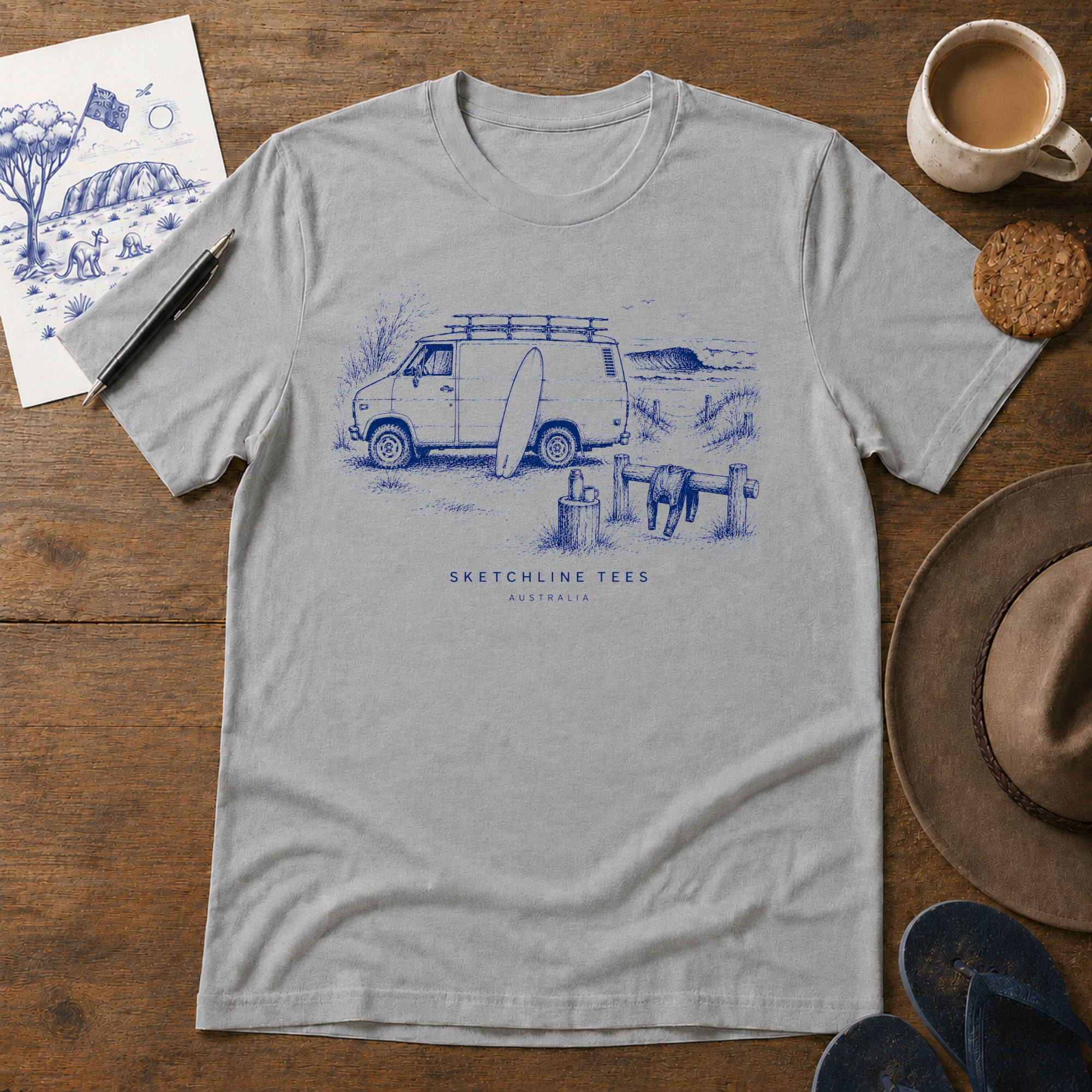 Before the Crowd Tee by Sketchline Tees - Australian surf graphic T-shirt