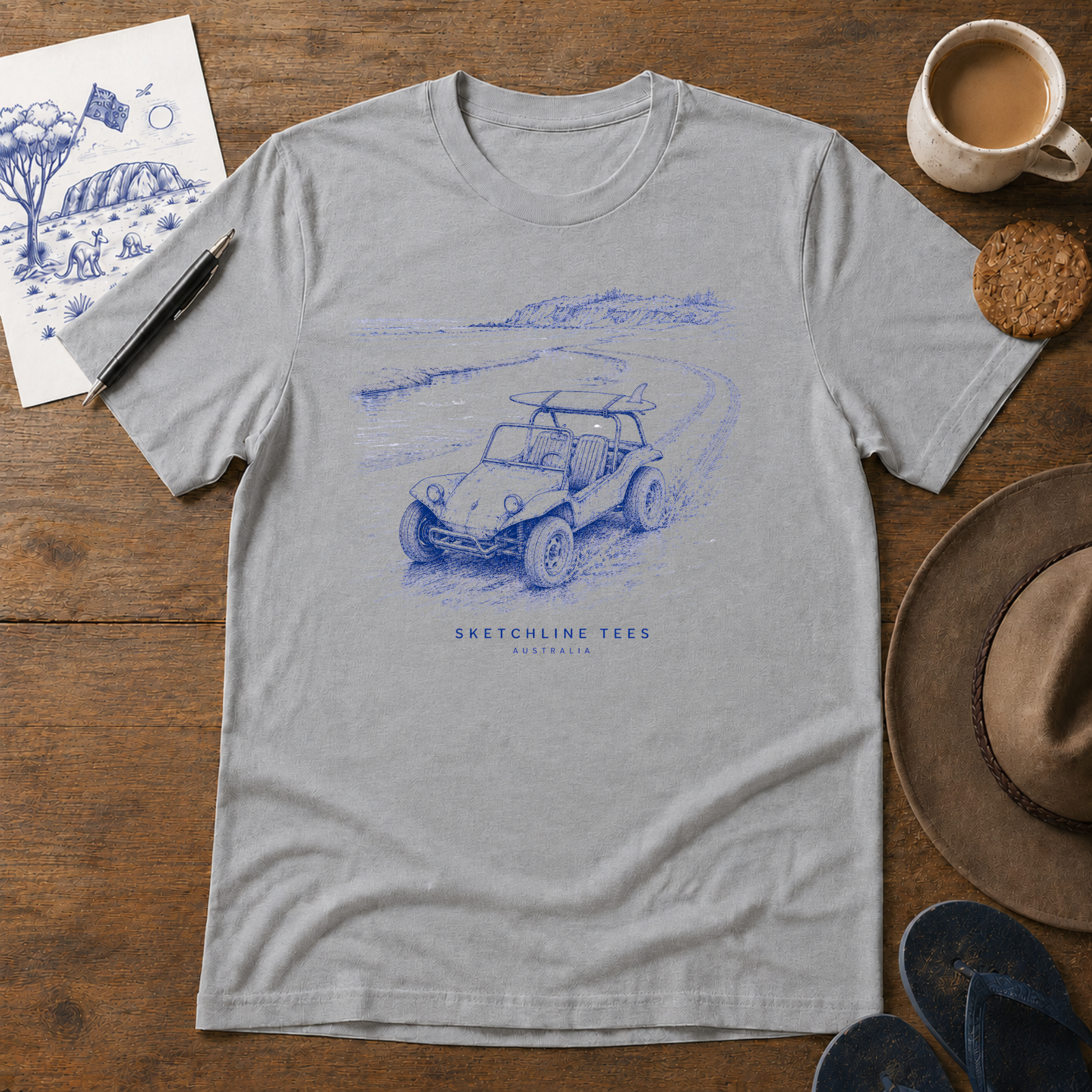 High Tide Exit Tee by Sketchline Tees - Australian surf graphic T-shirt