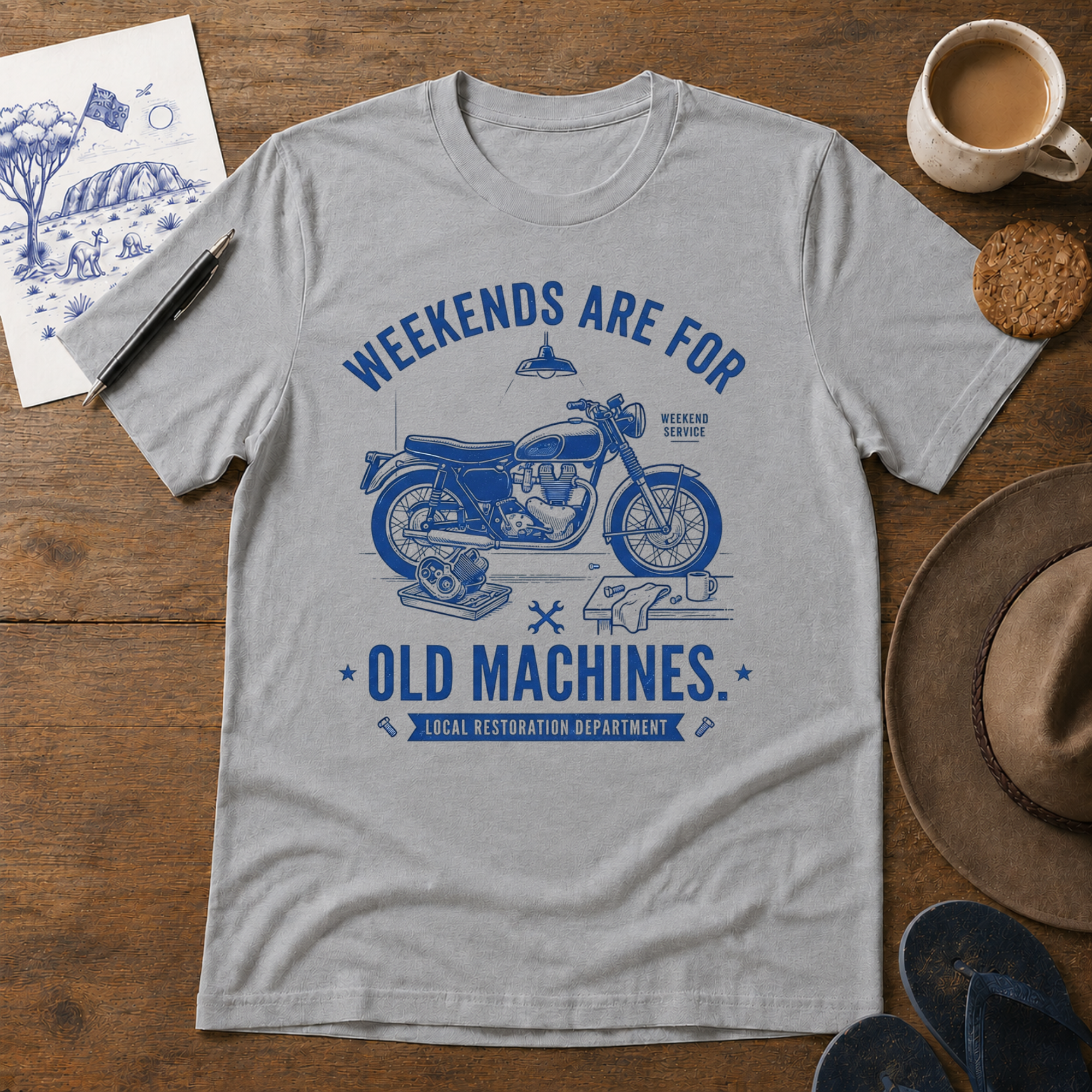 Weekends Are for Old Machines Tee by Sketchline Tees - Australian old machines graphic T-shirt