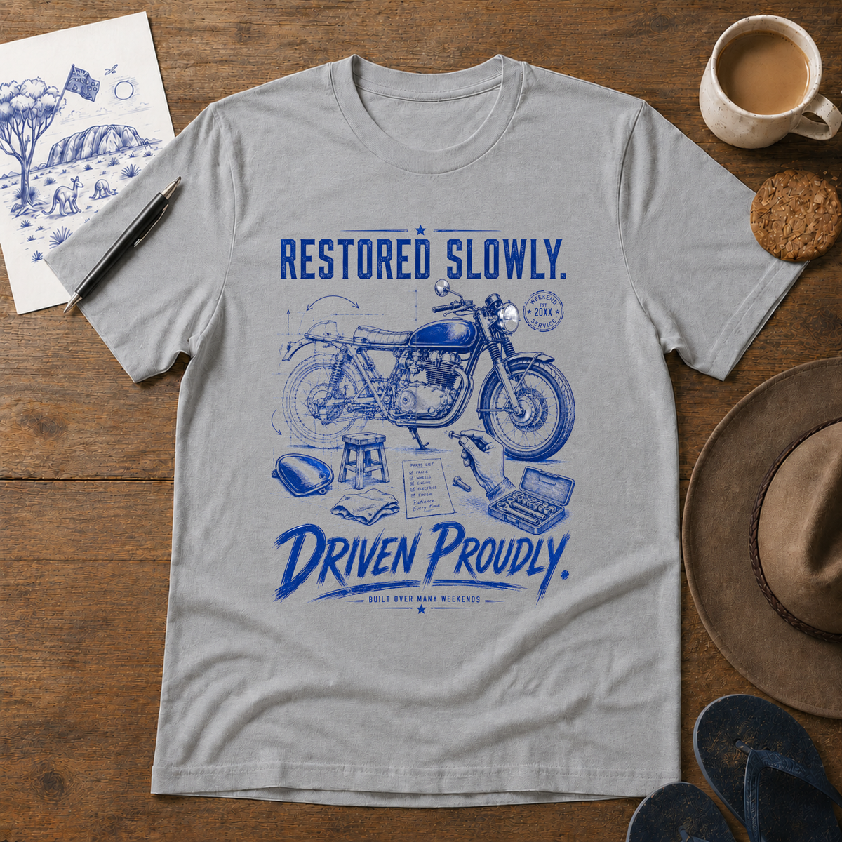 Restored Slowly Motorcycle Tee