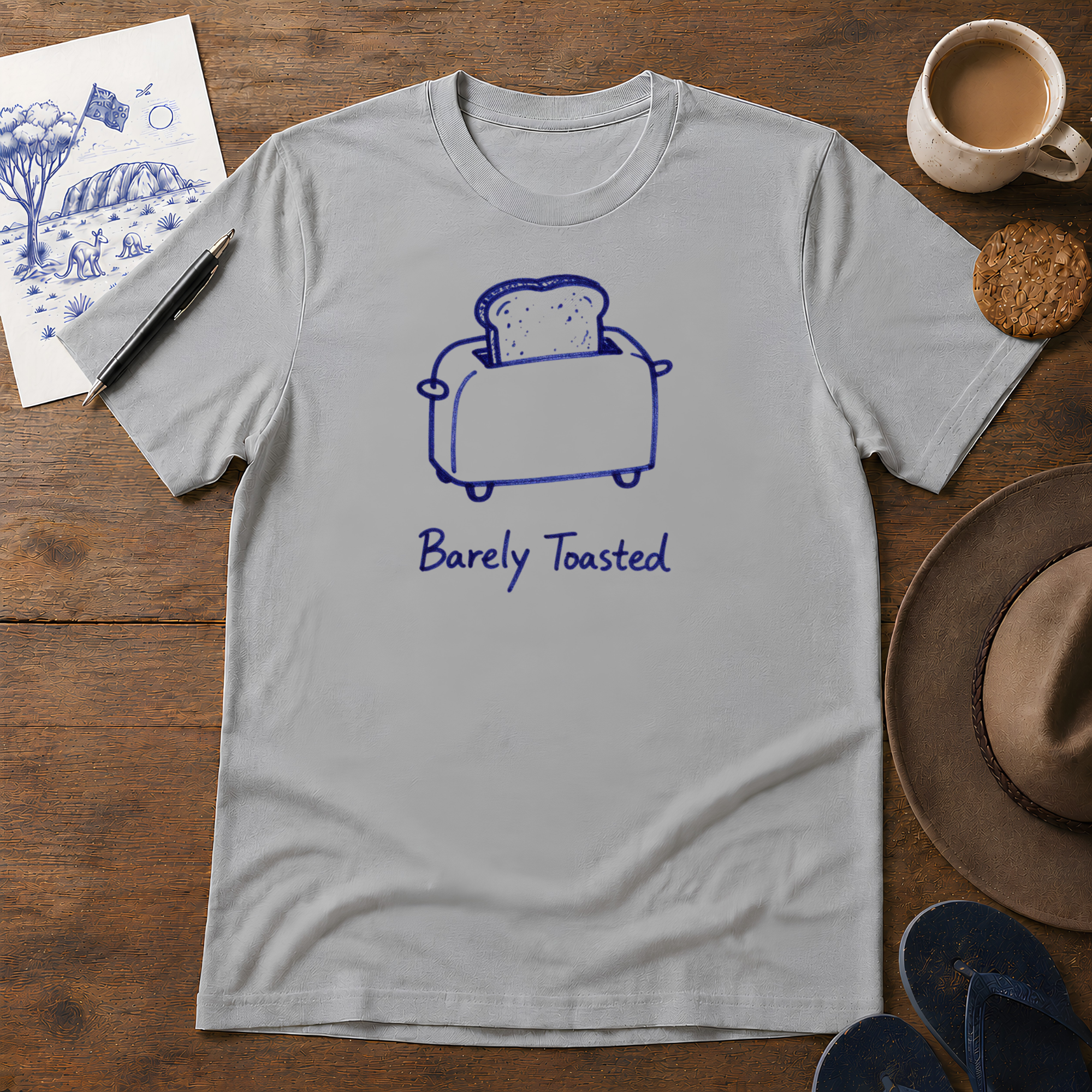 Barely Toasted Tee ink-sketch T-shirt, in Sport Grey