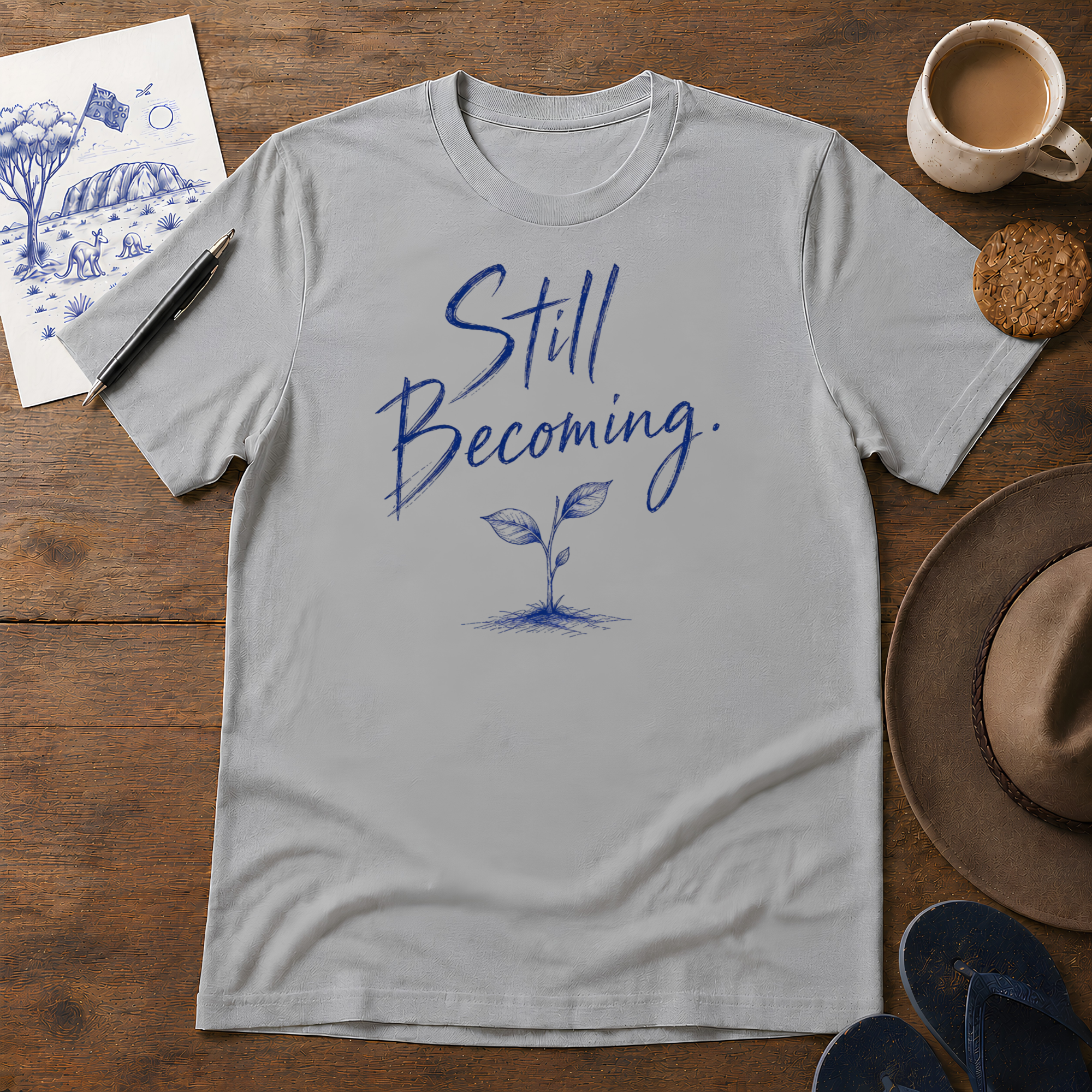 Still Becoming Tee ink-sketch T-shirt, in Sport Grey